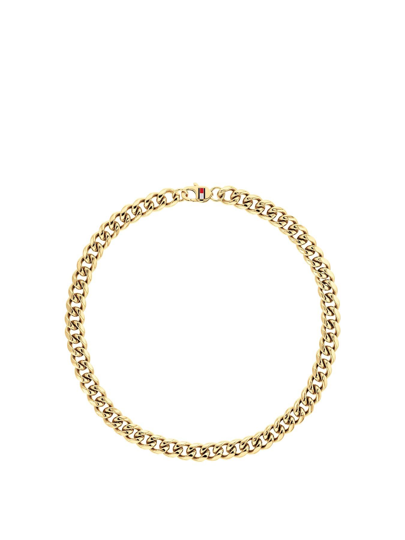 Tommy Hilfiger mens gold plated curb chain necklace