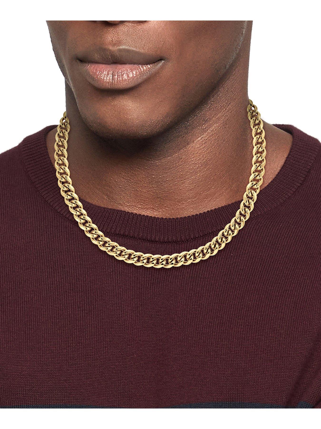 Tommy Hilfiger mens gold plated curb chain necklace Very