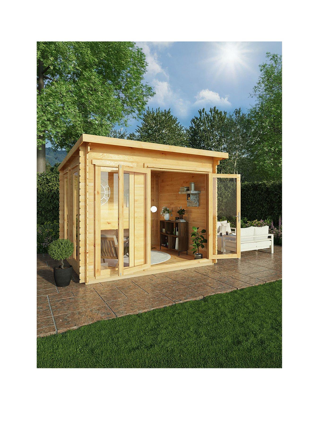 undefined 3m x 3m Studio Pent Log Cabin - 28mm