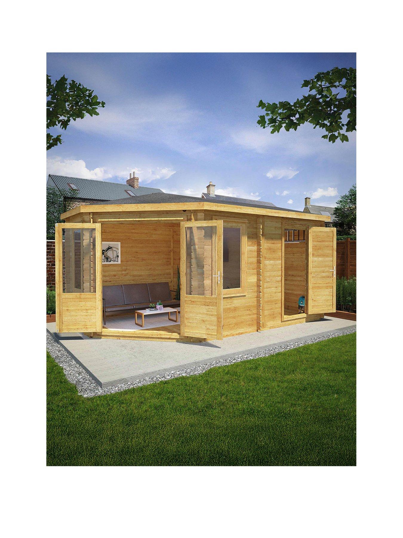 MERCIA 5m x 3m Corner Lodge Plus - 28mm Double Glazed (Side Shed)