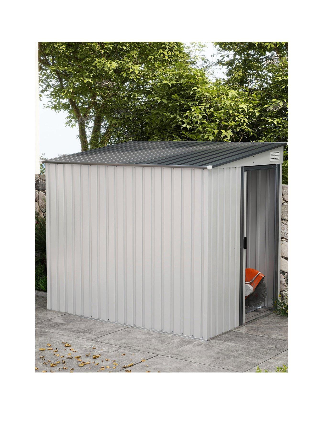 Outsunny 7 X 5Ft Galvanised Metal Shed, With Sliding Door