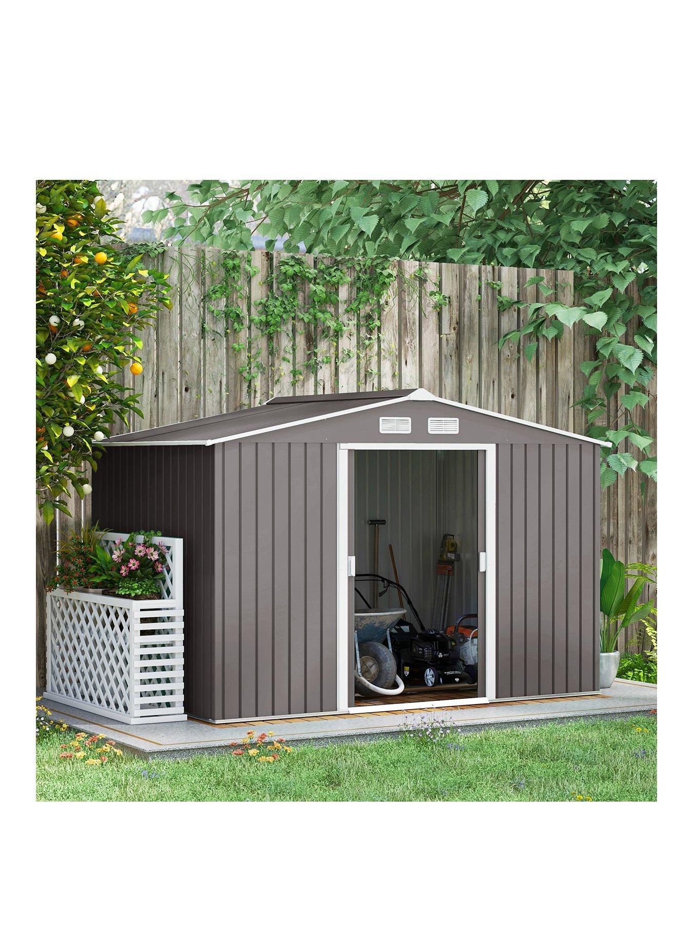 Product photograph of Outsunny 9 X 6ft Metal Shed With Foundation Ventilation from very.co.uk