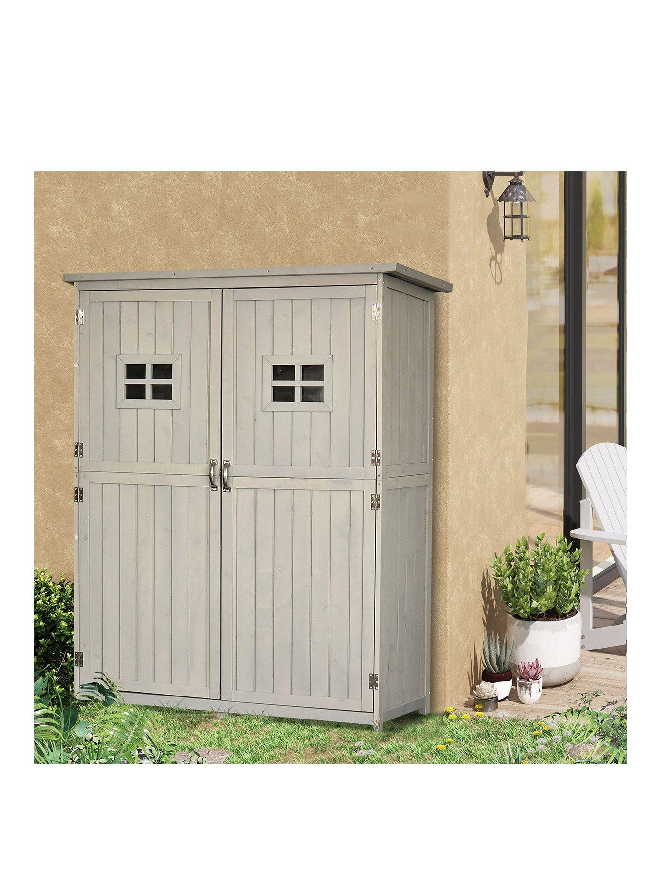 undefined Wooden Garden Shed with Windows, Double Door 27.5L x 50W x 164H cm
