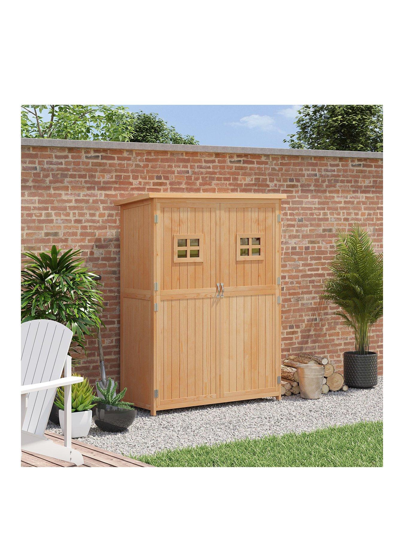 Product photograph of Outsunny Wooden Garden Shed With Windows Double Door 27 5l X 50w X 164h Cm from very.co.uk