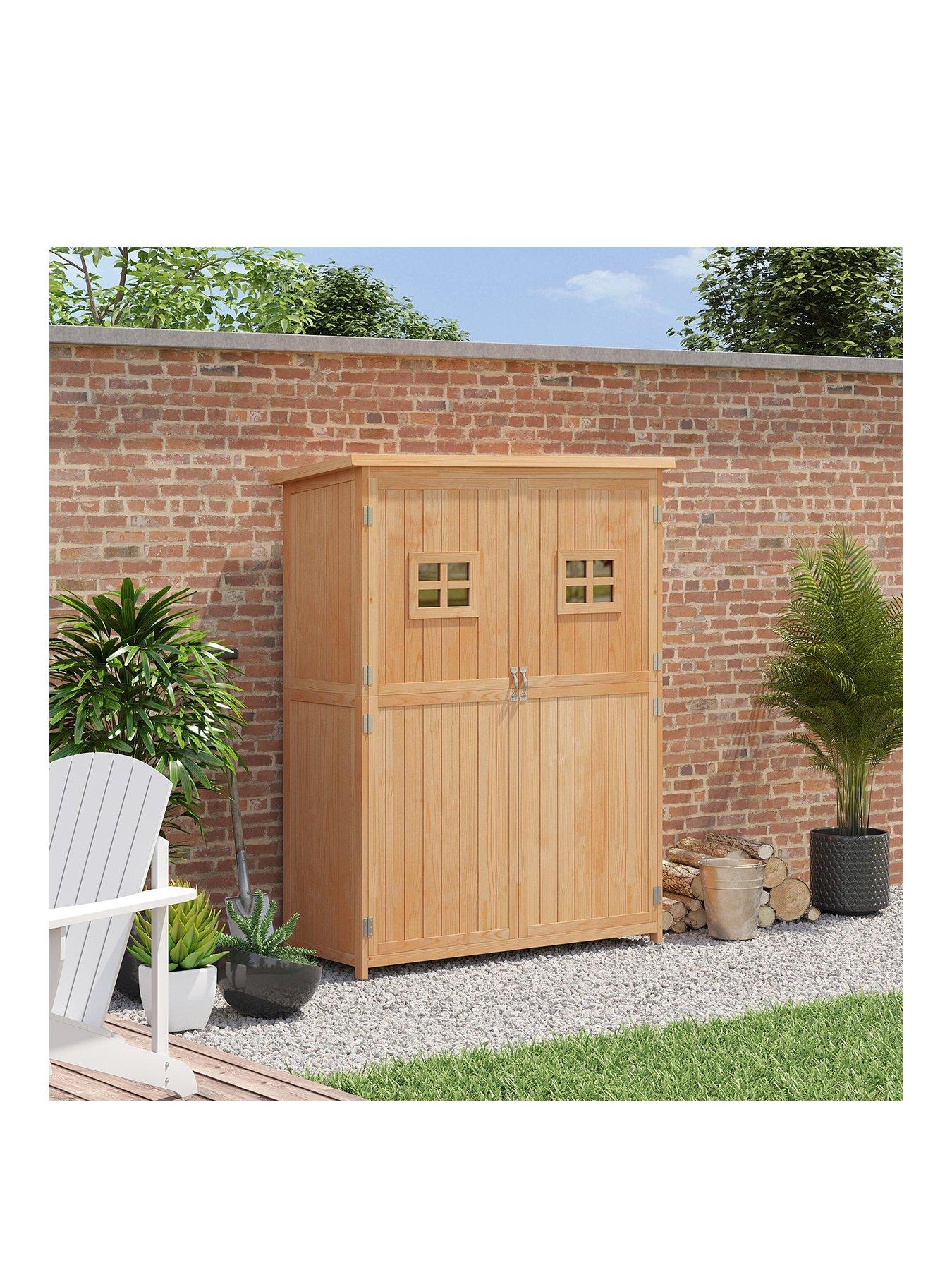 Image 1 of 7 of OutSunny Wooden Garden Shed with Windows, Double Door 27.5L x 50W x 164H cm