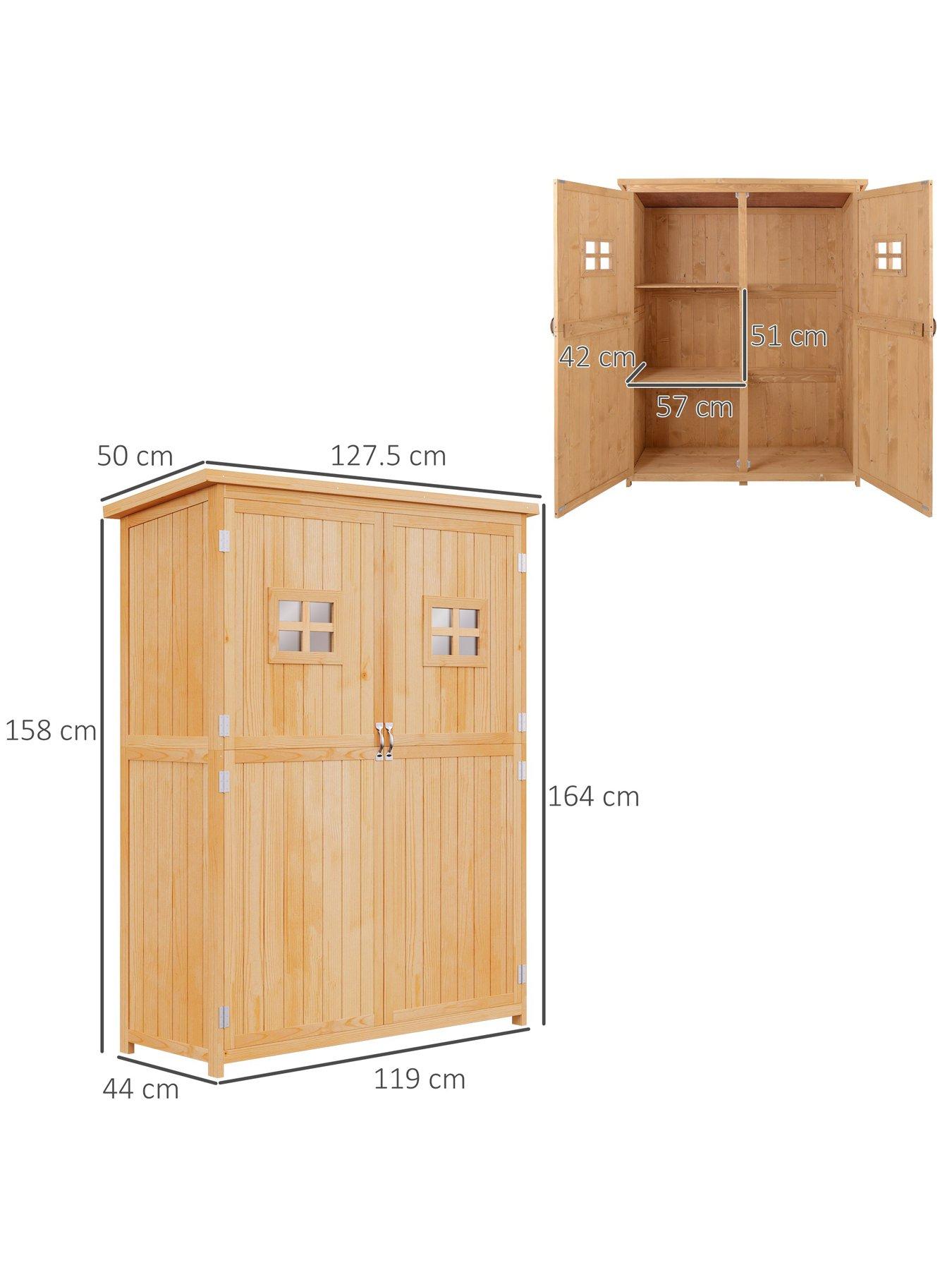 Image 3 of 7 of OutSunny Wooden Garden Shed with Windows, Double Door 27.5L x 50W x 164H cm