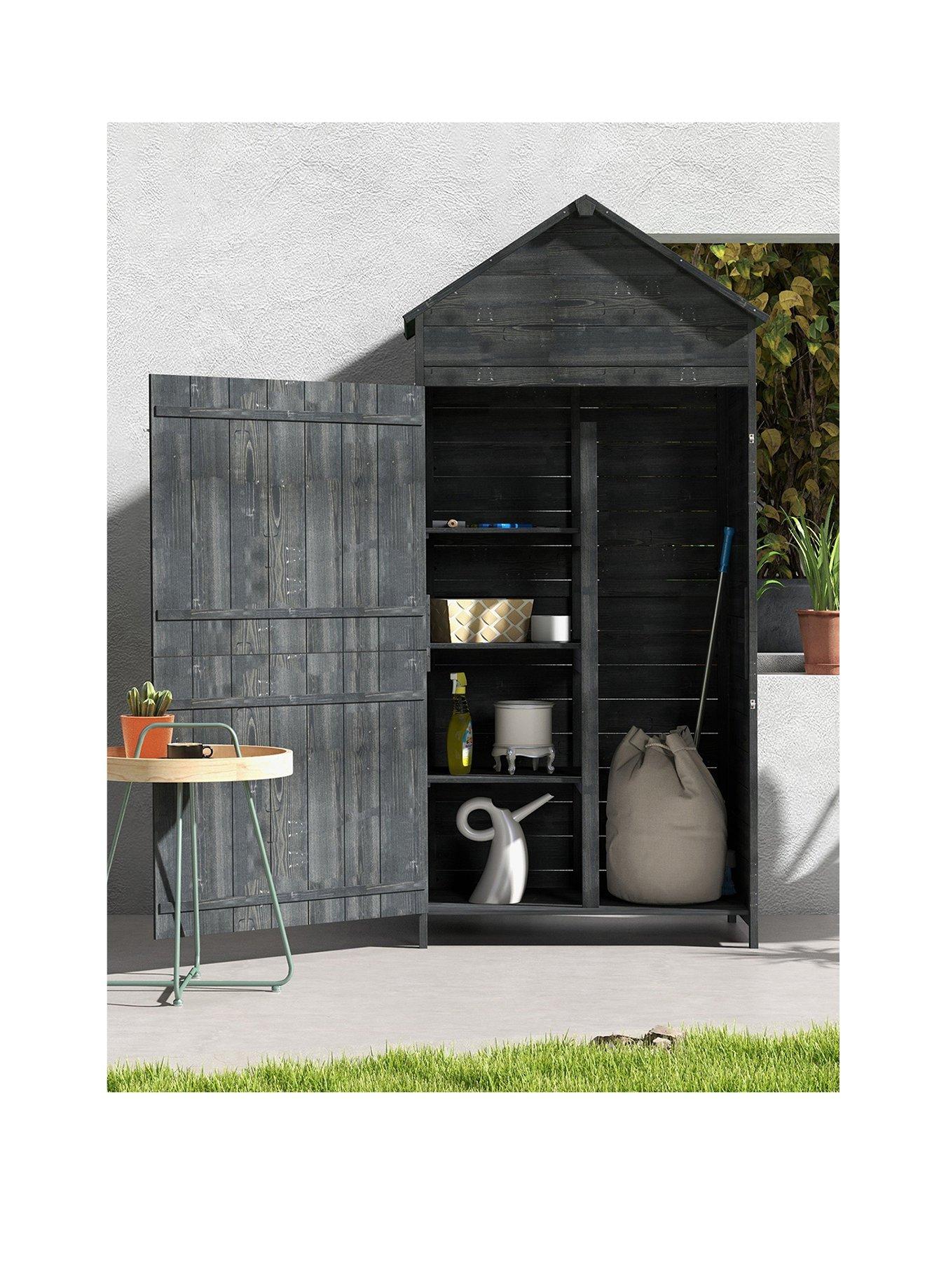 undefined 4-Tier Garden Wooden Storage Shed with 3 Shelves  &  2 Doors