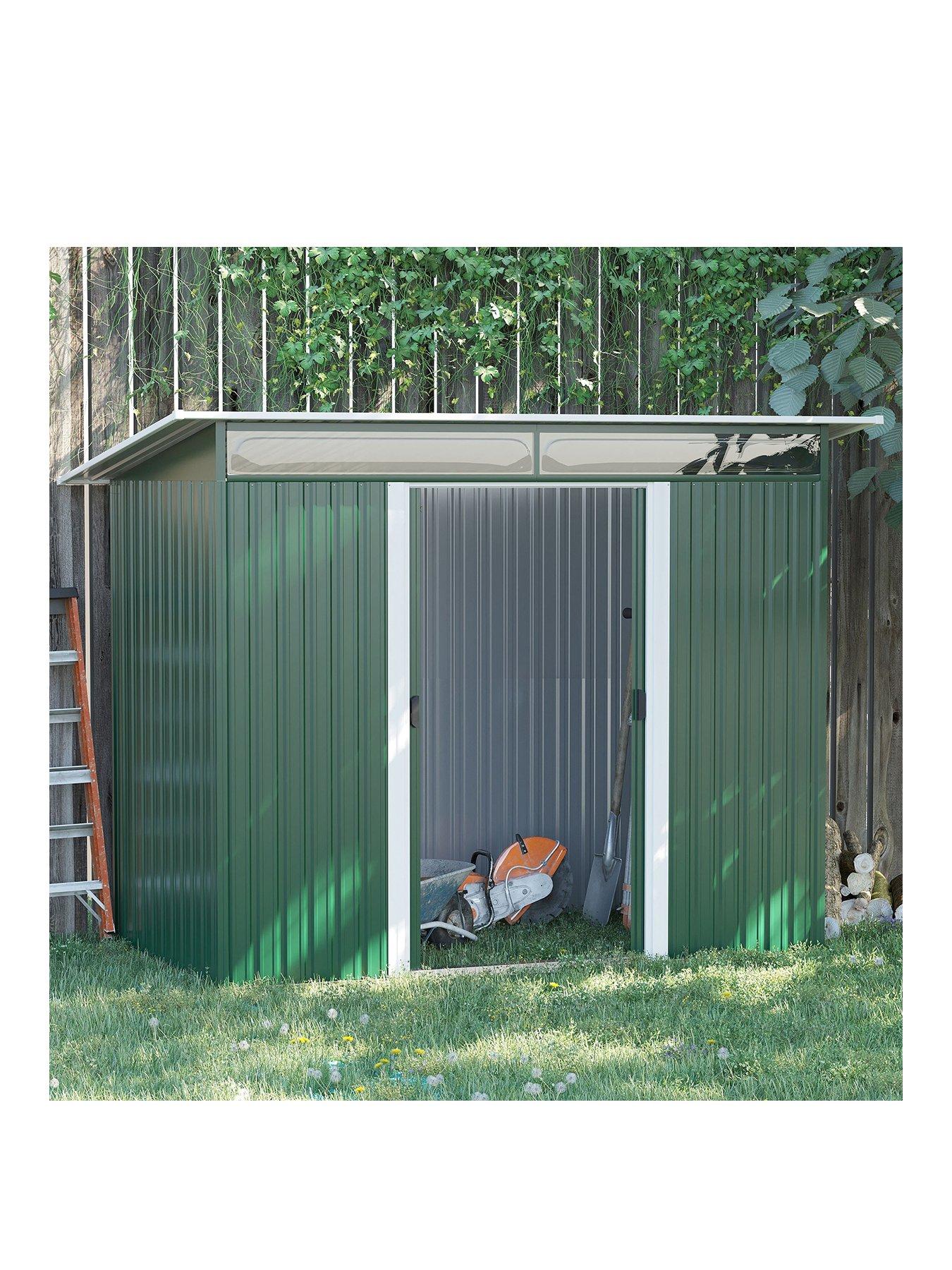 Outsunny 8.5 X 4Ft Tilted Roofed Metal Storage Garden Shed With Lightsky Panels