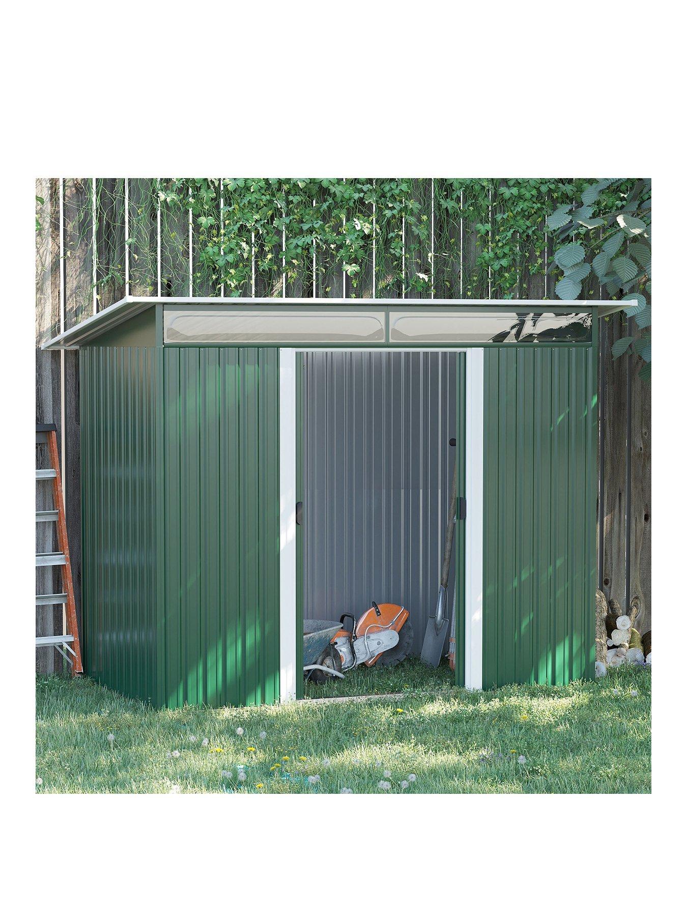 undefined 8.5 x 4ft Tilted Roofed Metal Storage Garden Shed with Lightsky Panels