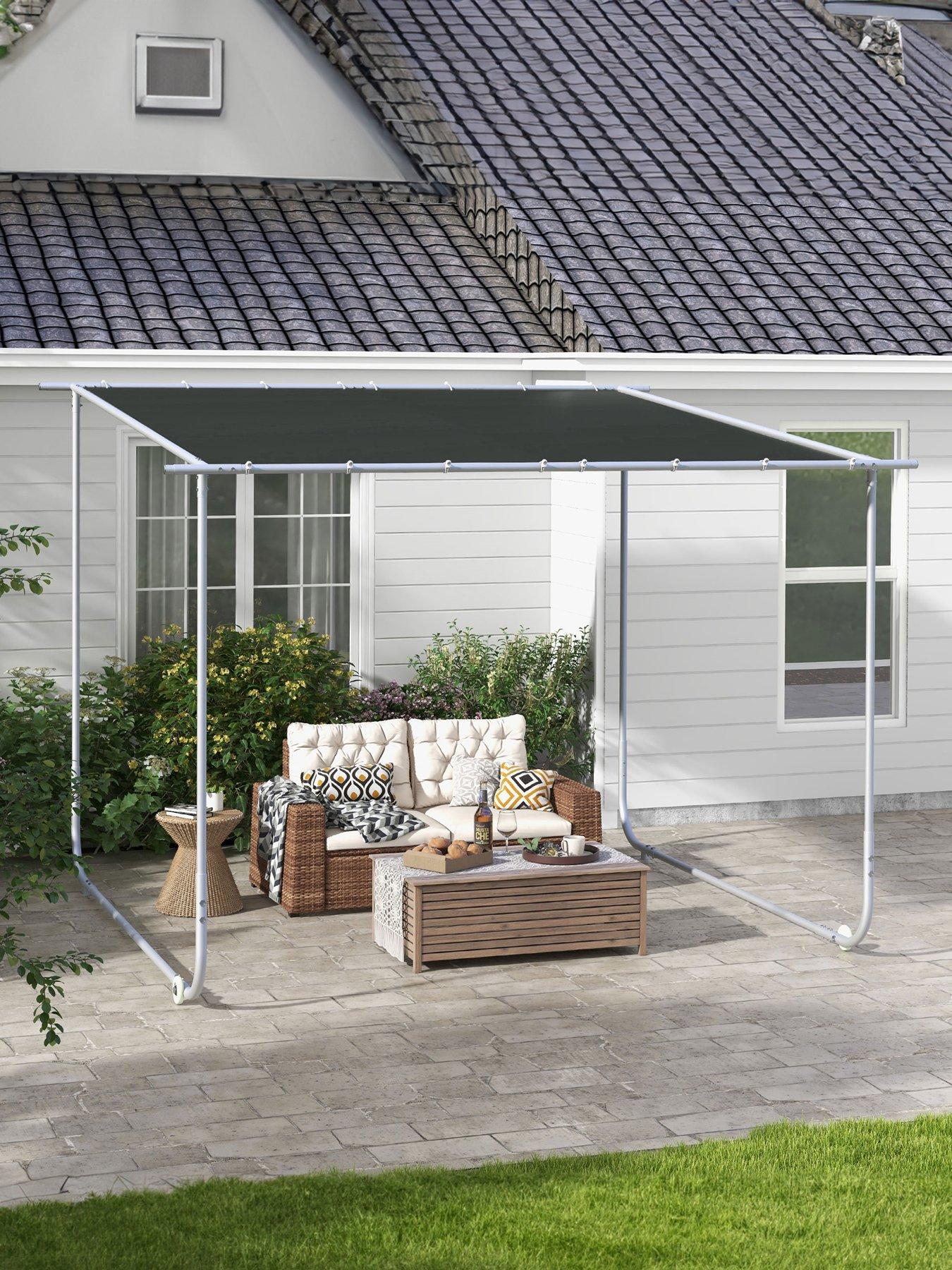 undefined 3 x 3m Mobile Pergola Kit, with Wheels, Sandbags