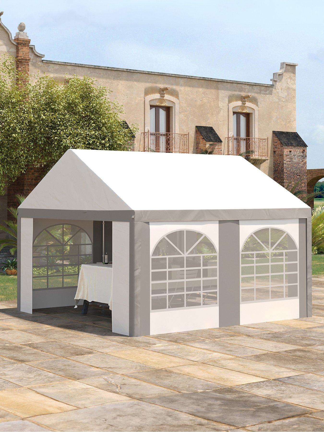 undefined 4 x 4m Party Tent, with Sides, Four Windows and Double Doors