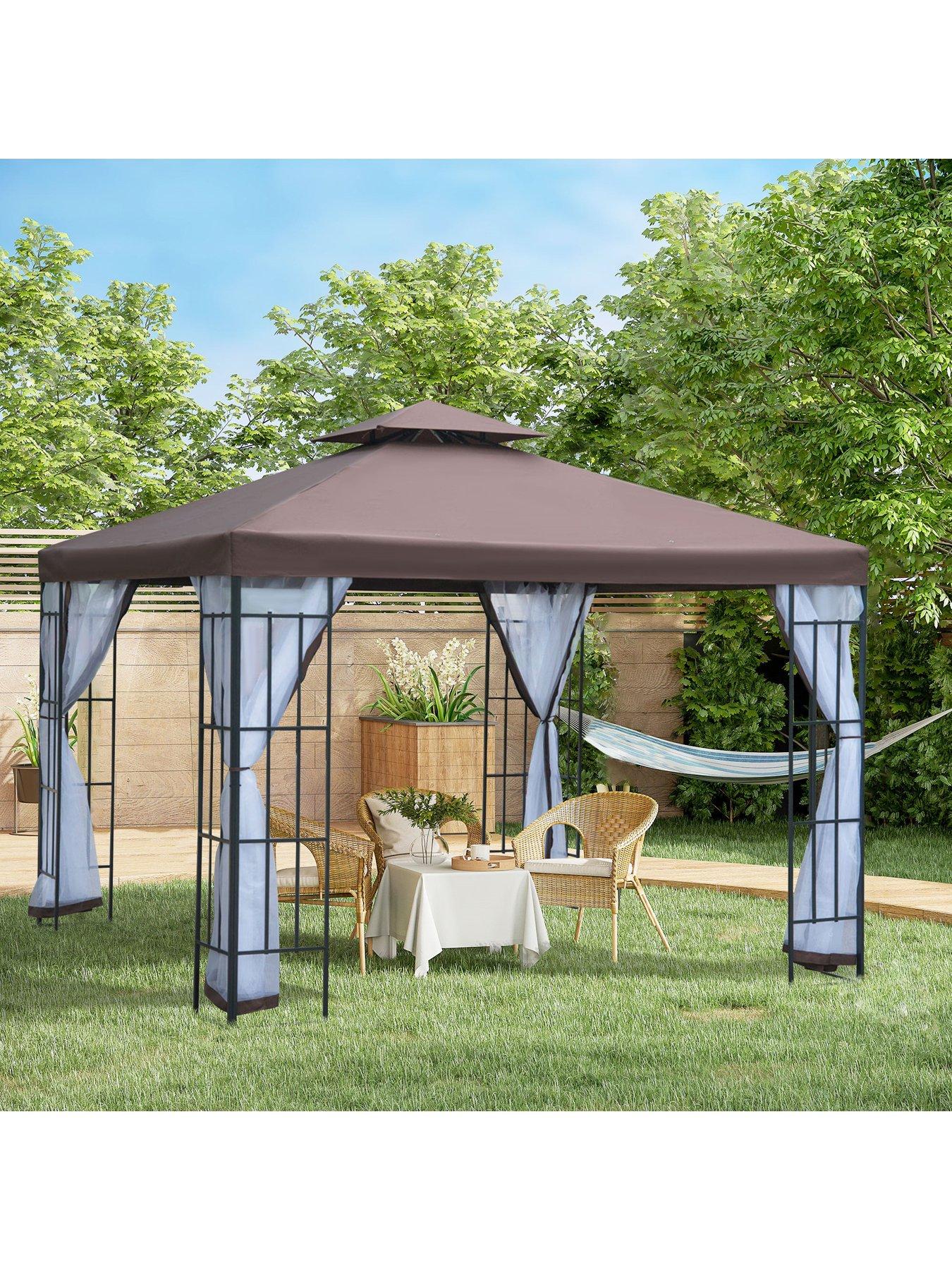 Outsunny Gazebo 3X3M, With Netting Curtains