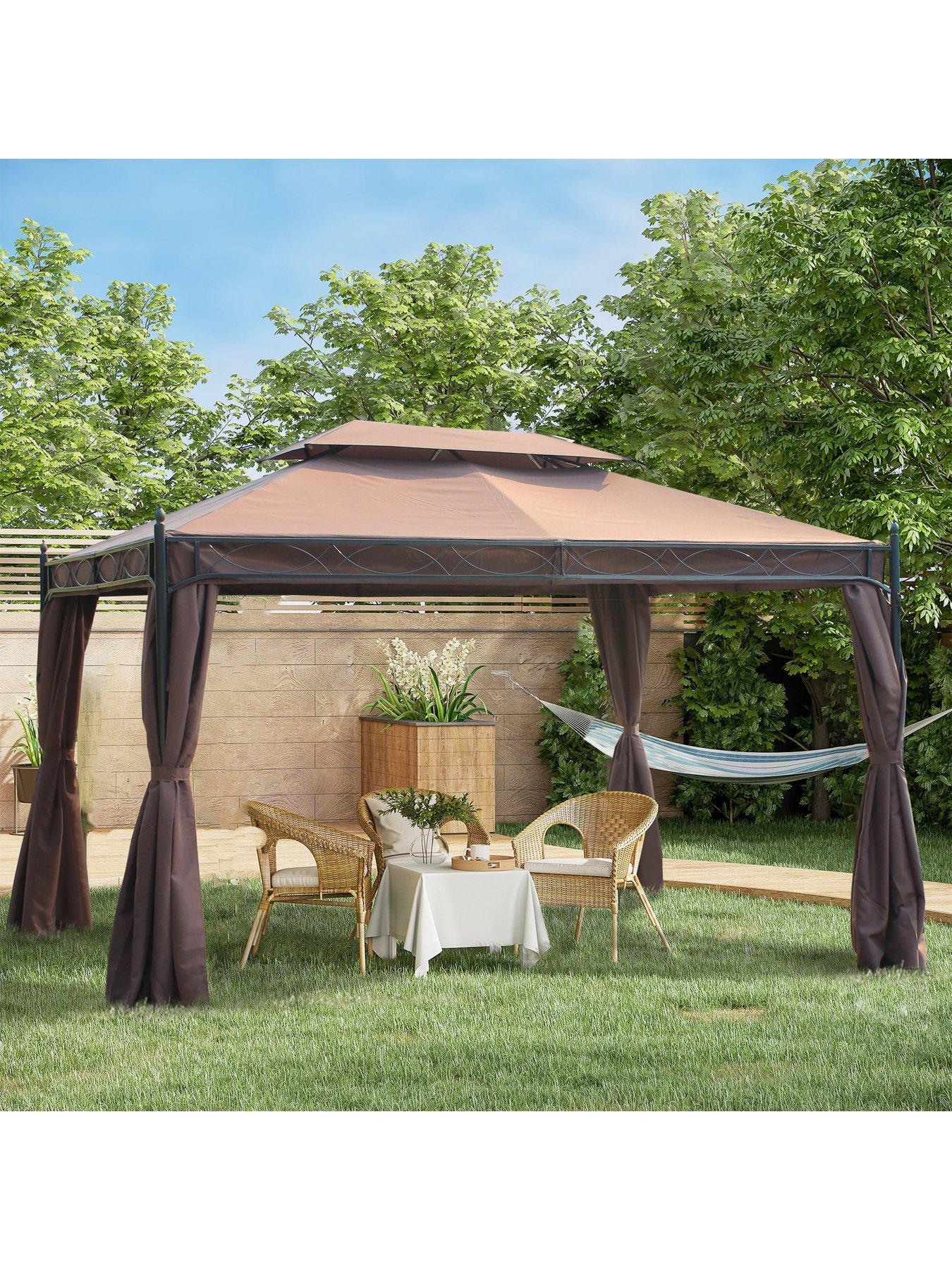 OutSunny Gazebo 3m x 3m with curtains