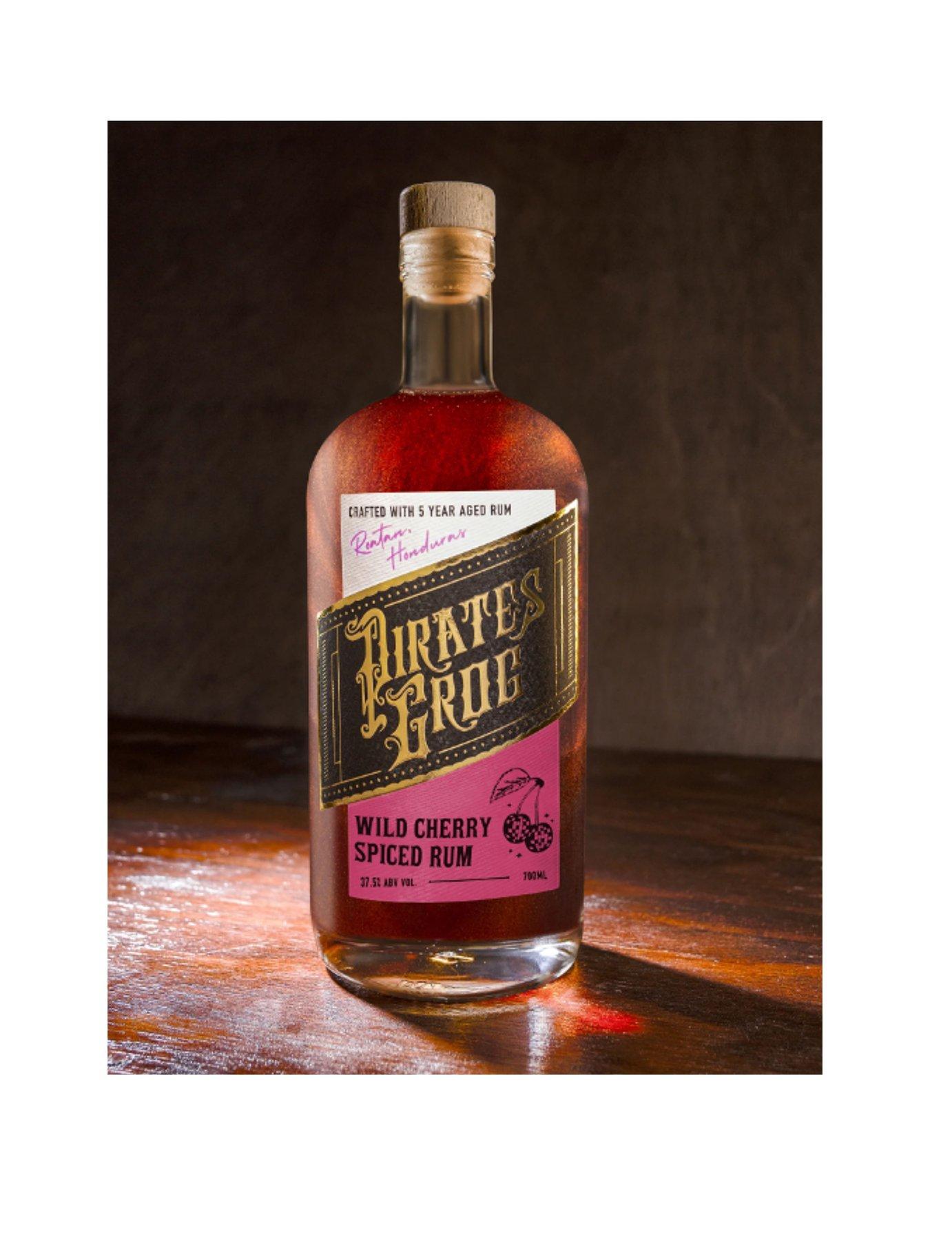 Product photograph of Pirate S Grog Wild Cherry Spiced Rum With Shimmer Liquid 70cl from very.co.uk