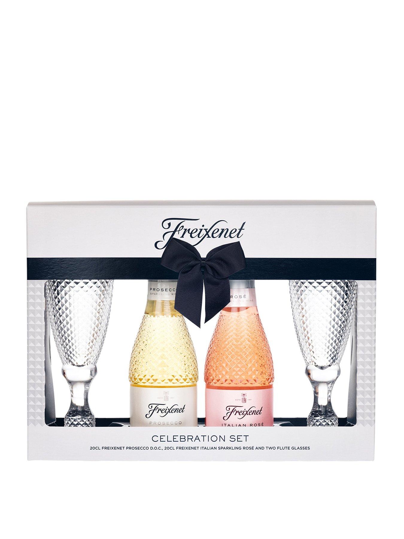 Product photograph of Freixenet Celebration Set Duo - 200ml Prosecco 200ml Italian Rose Amp 2 Flute Glasses from very.co.uk