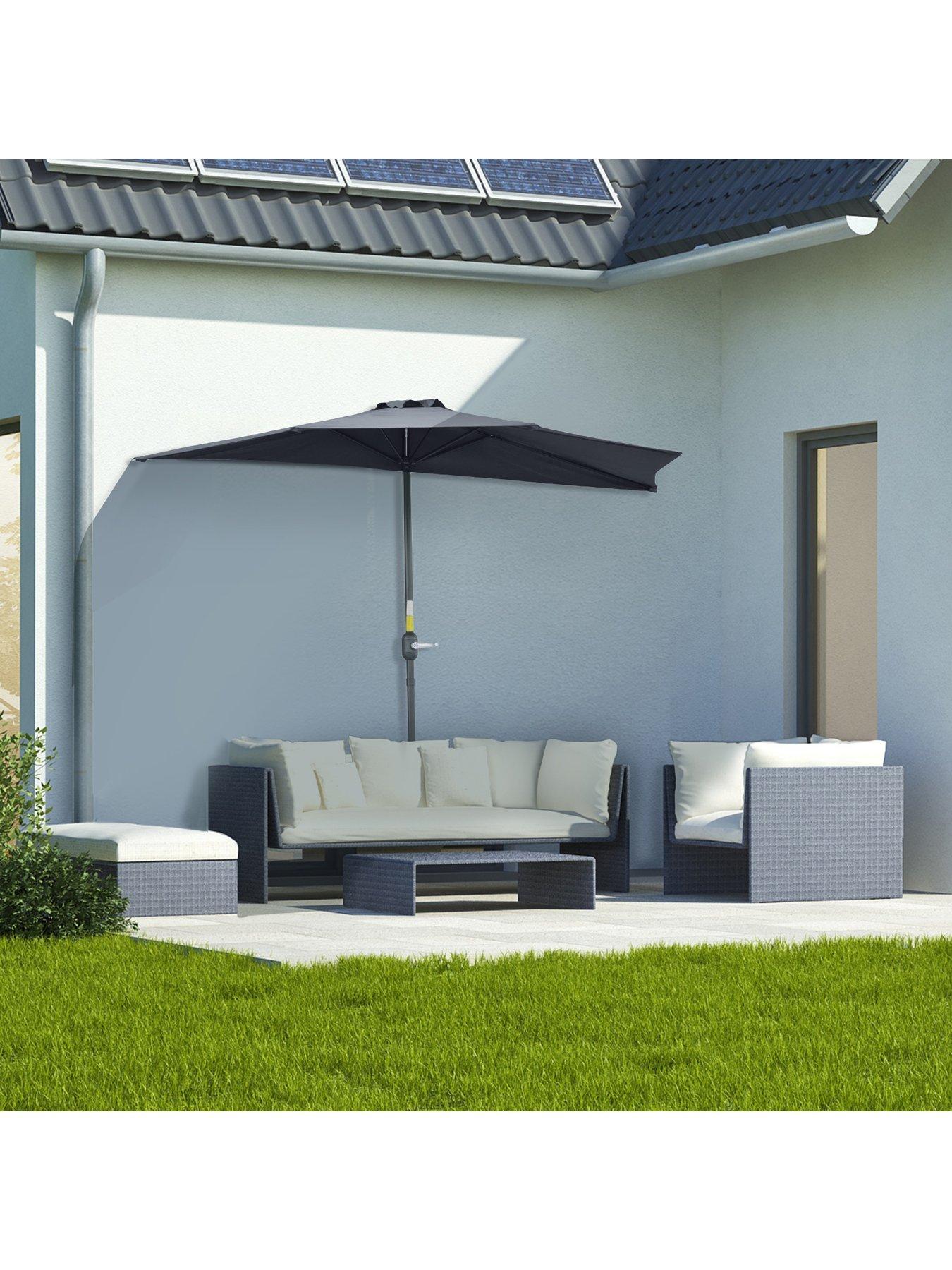Product photograph of Outsunny Half Patio Umbrella Parasol 2 7m from very.co.uk