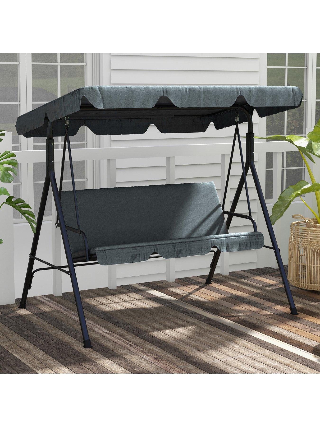 Product photograph of Outsunny Outdoor Hammock Swing Chair 3-seater - Grey from very.co.uk