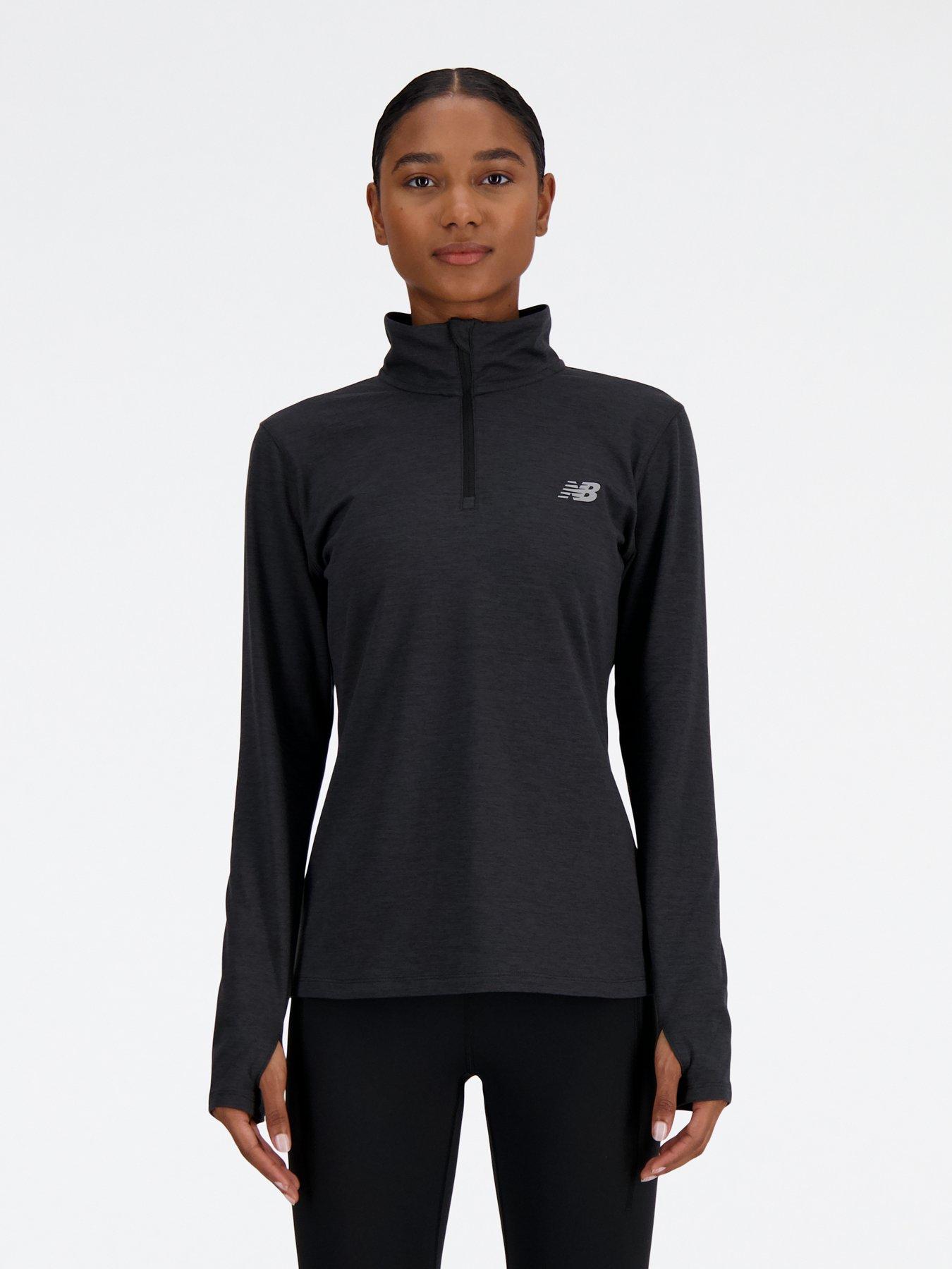 New Balance Womens Running Sport Essentials Space Dye Quarter Zip - Black