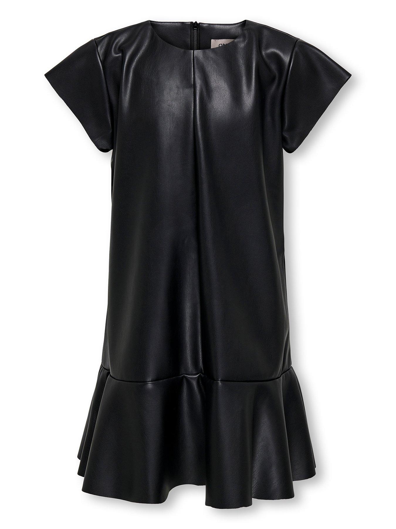 undefined Girls Faux Leather Dress - Black