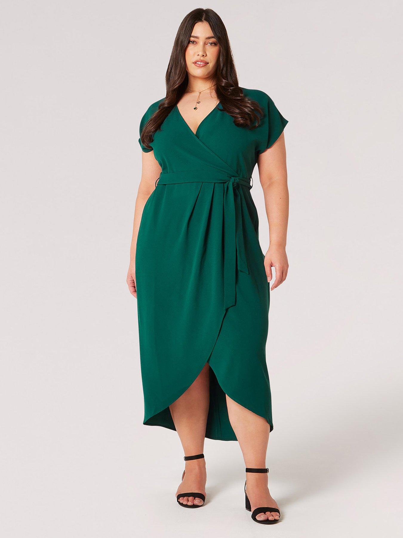 Apricot Curve Textured Wrap Midi Dress Very