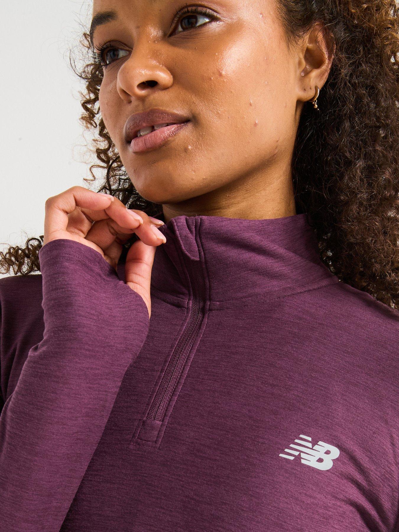 Image 4 of 6 of New Balance Womens Running Sport Essentials Space Dye Quarter Zip - Purple