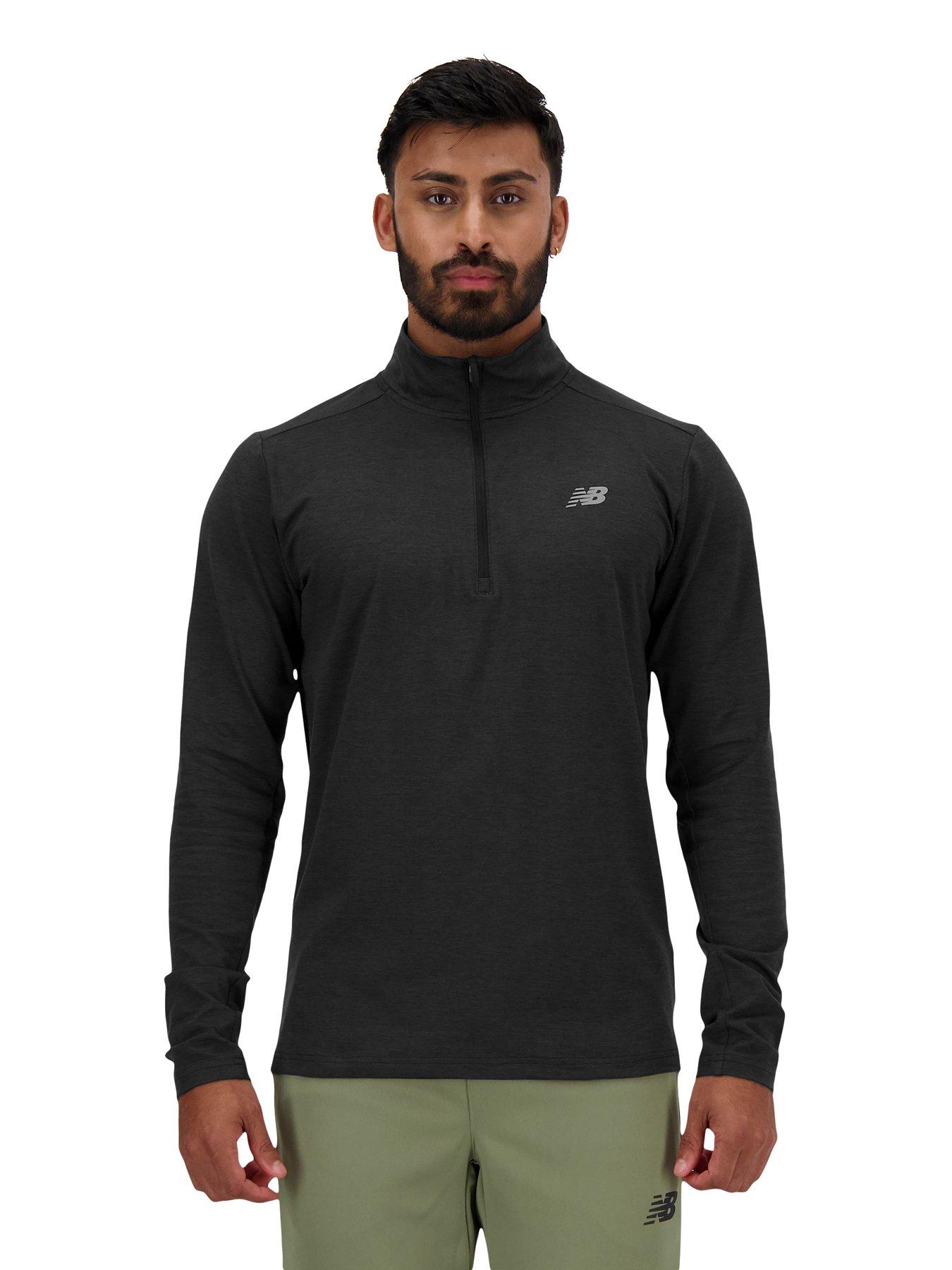 undefined Men's Running Space Dye 1/4 Zip - Black