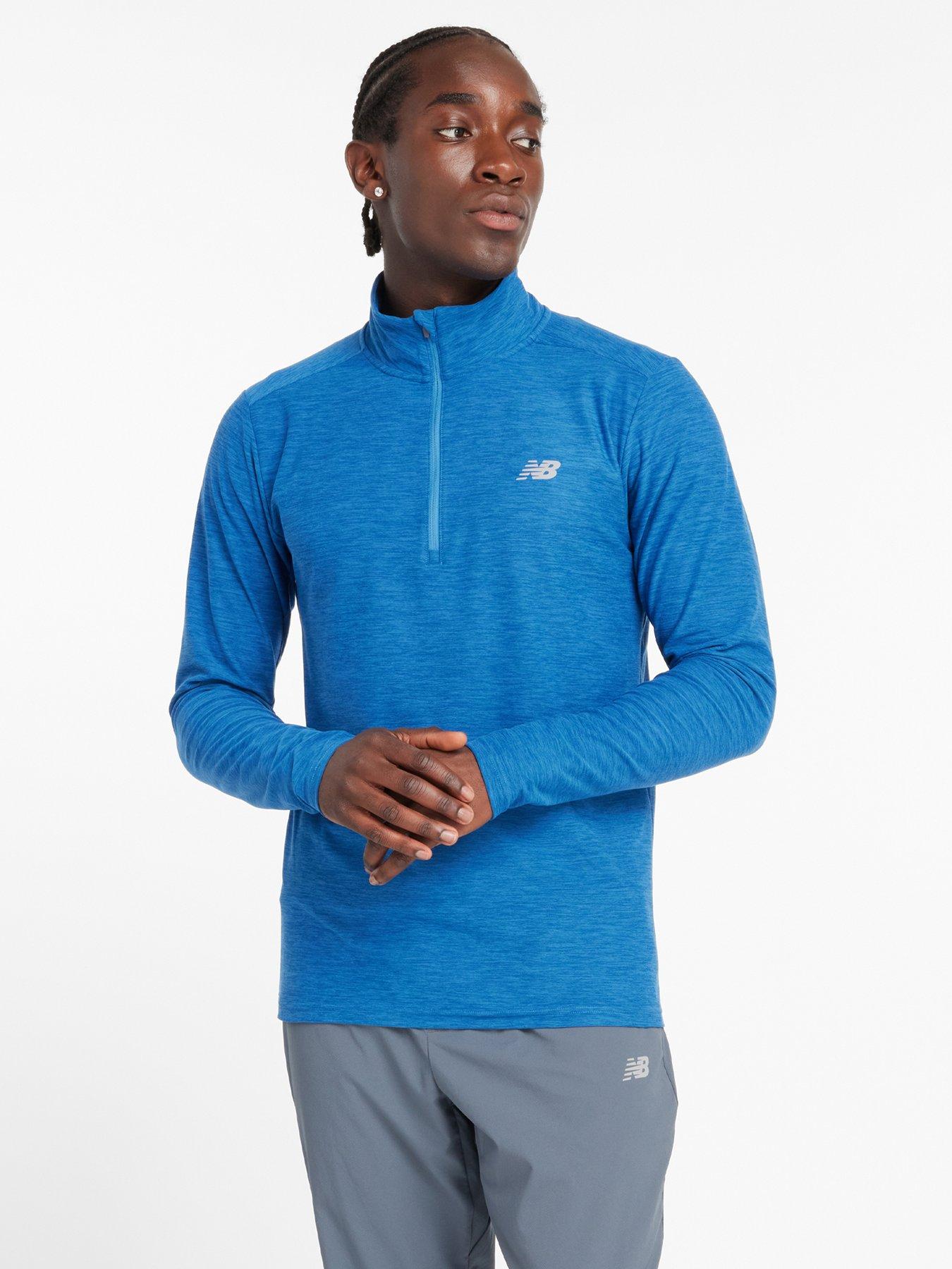 undefined Mens Running Space Dye 1/4 Zip - Blue