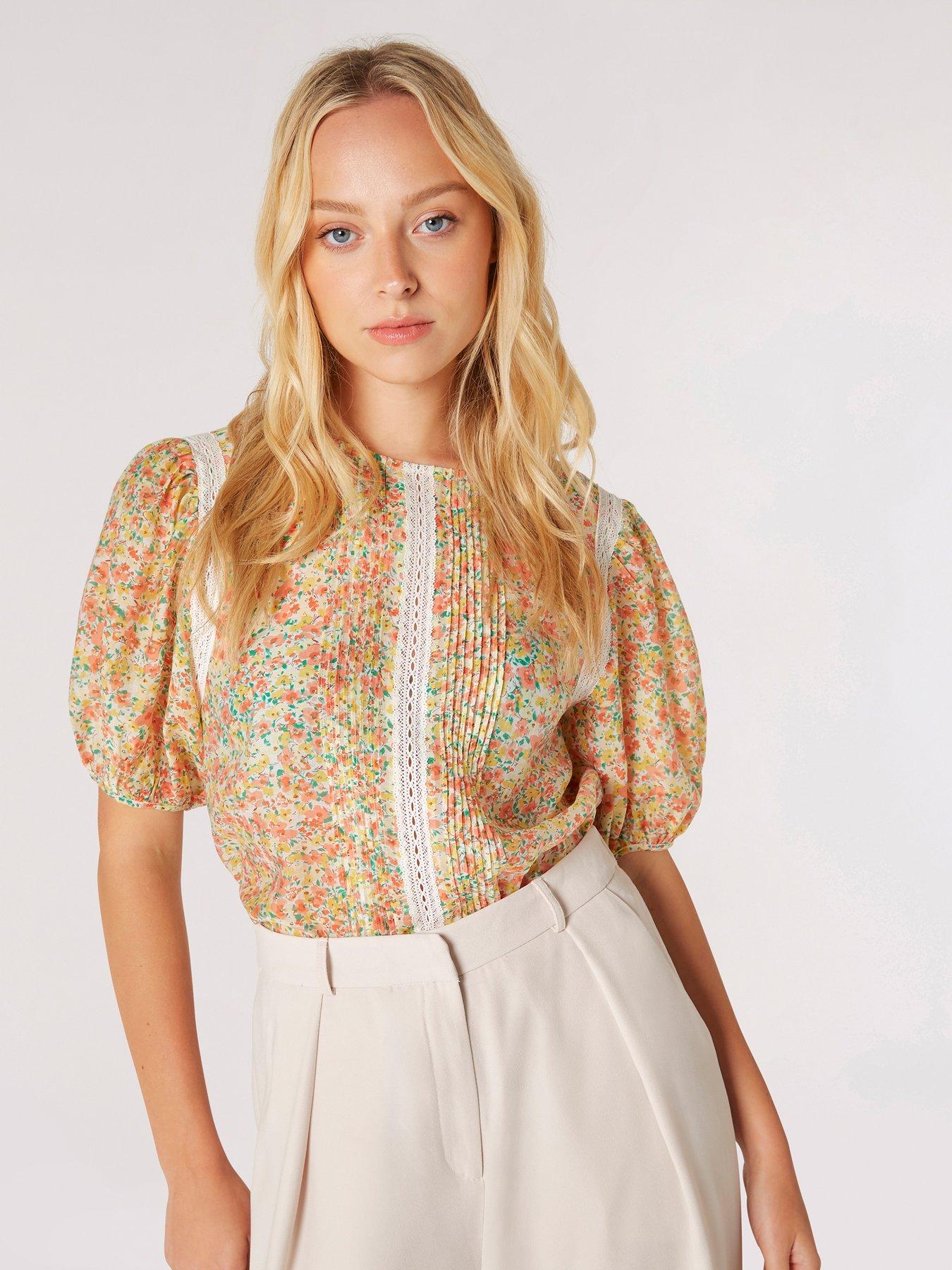 Asymmetrical Lace Trim Tie Top in Apricot main image 0