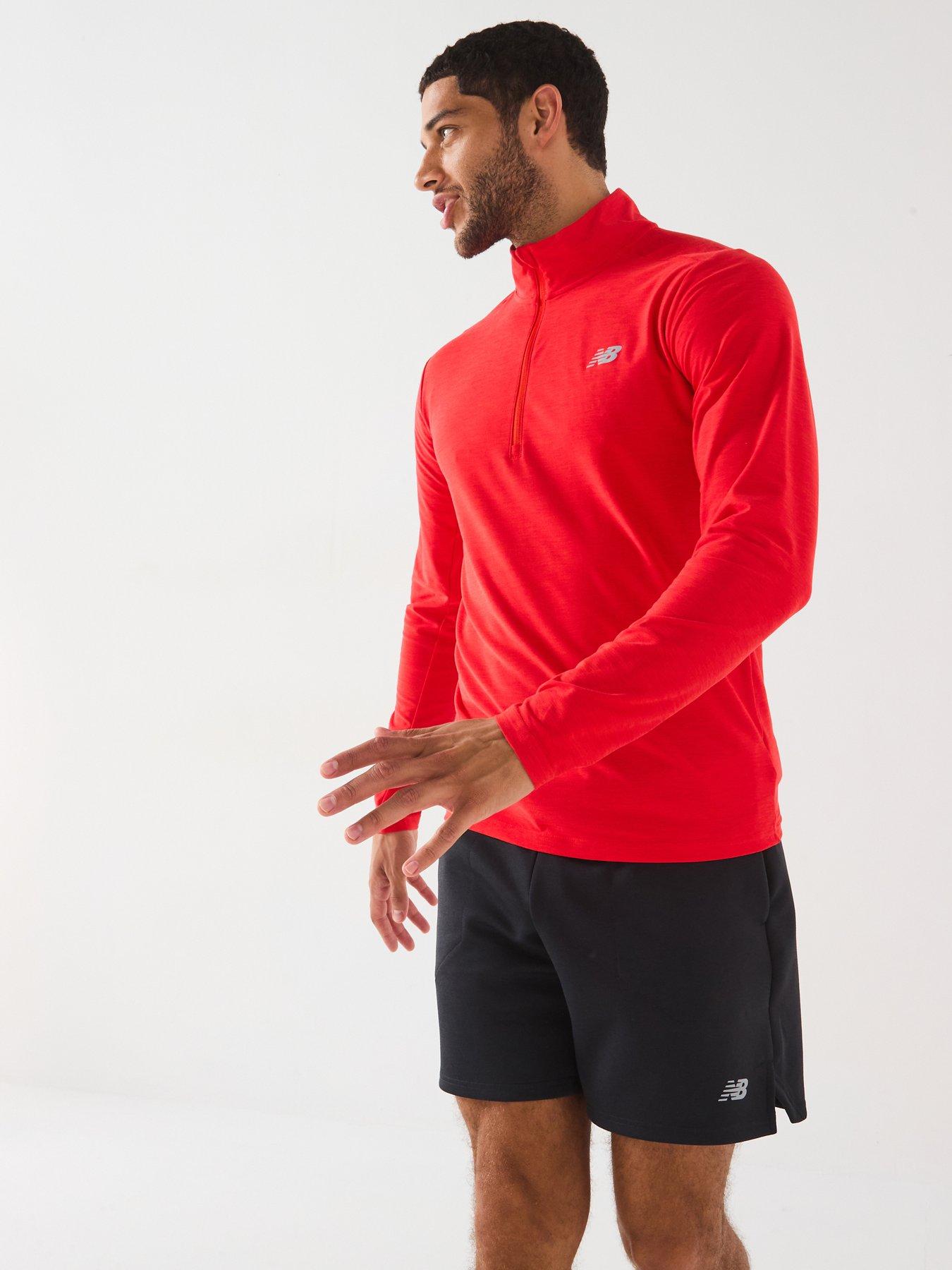 undefined Mens Running Space Dye 1/4 Zip - Red
