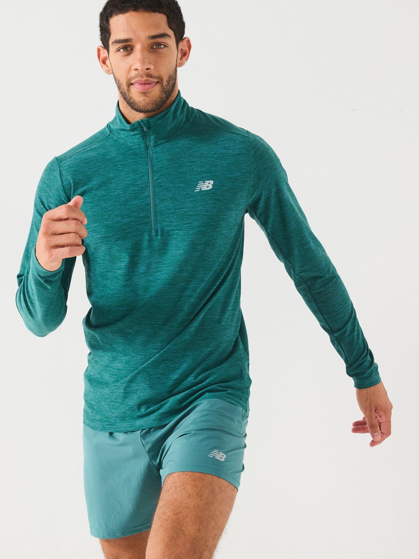 undefined Mens Running Space Dye 1/4 Zip - Dark Green