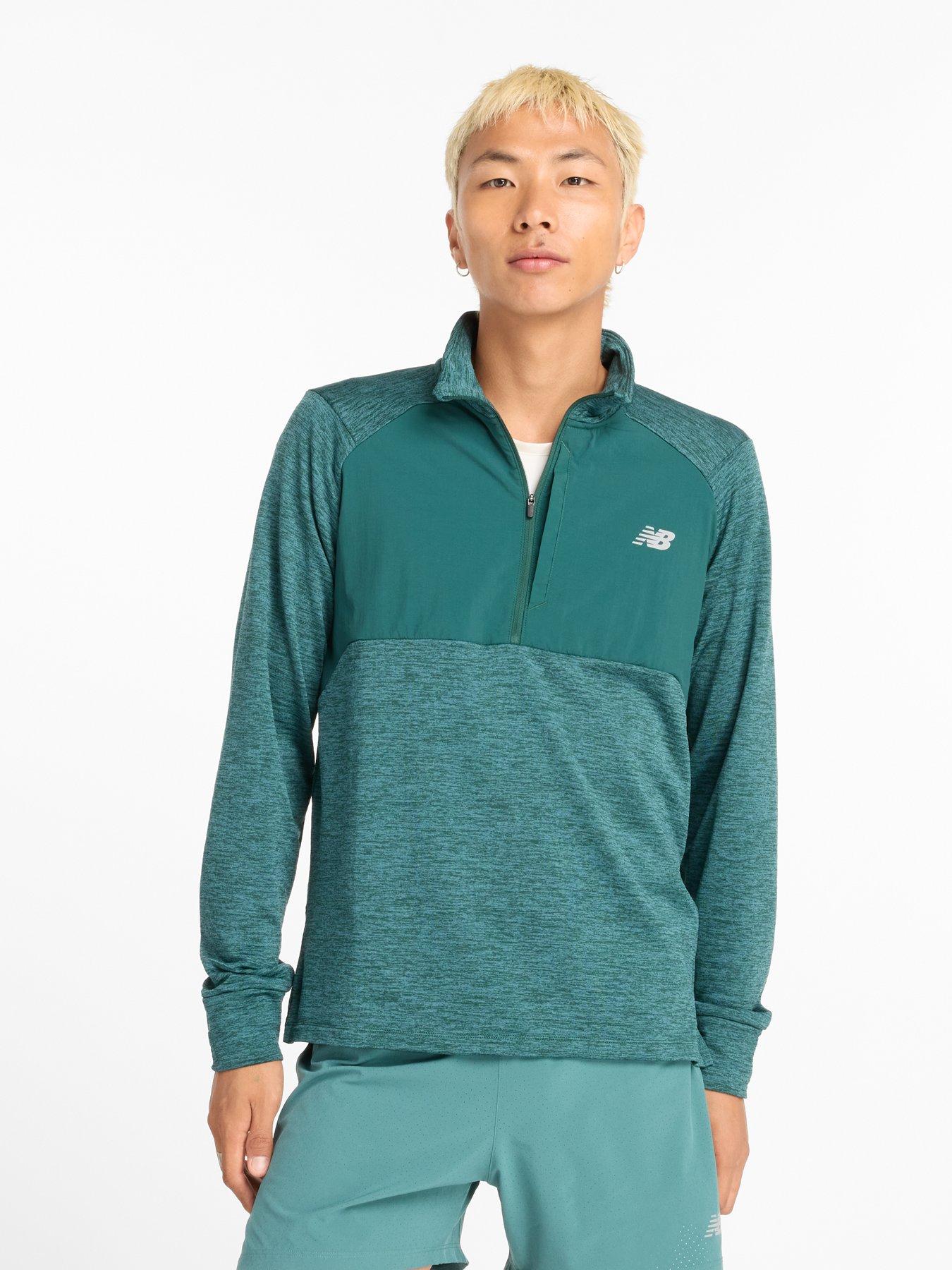 undefined Mens Running Athletics Heat Grid 1/2 Zip - Dark Green