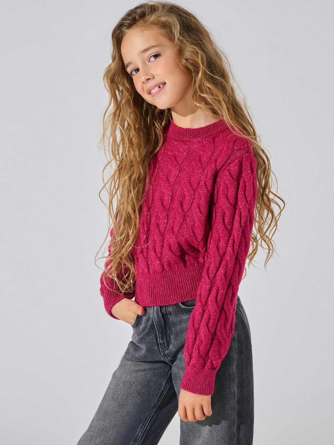 Only Kids Girls Cable Knit Jumper Granita Red Very