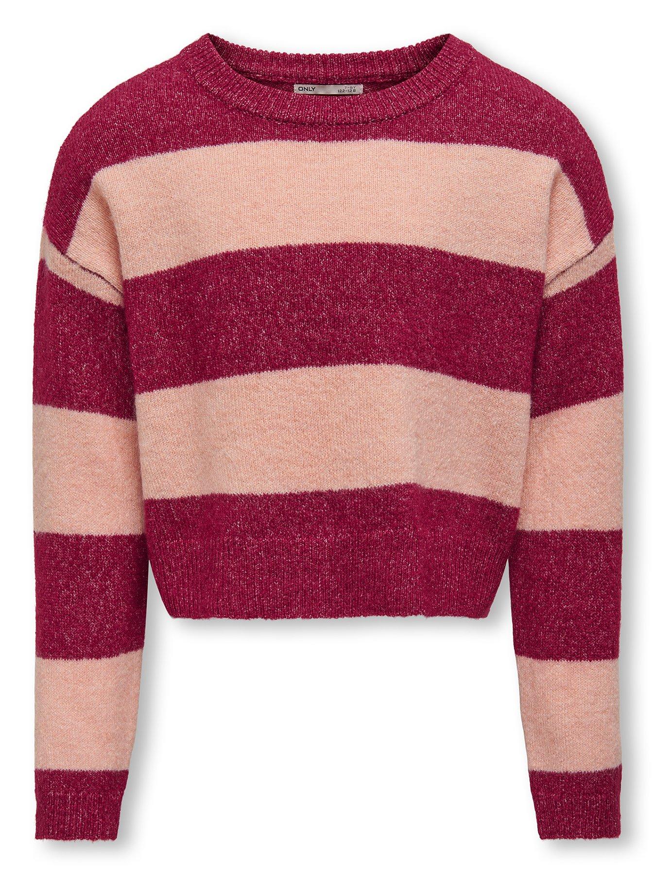 undefined Girls Stripe Knitted Jumper - Granita - Red