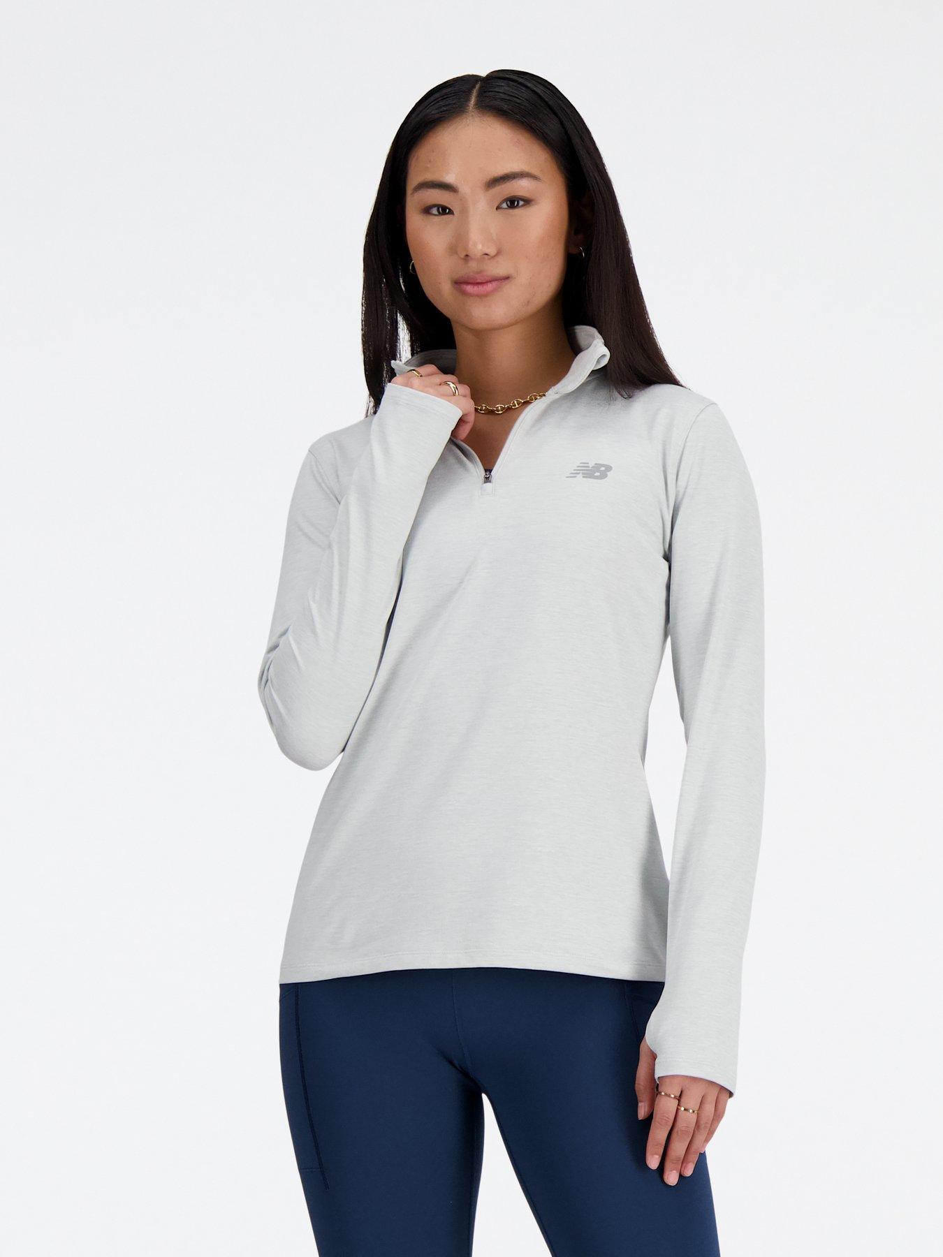 New Balance Womens Running Sport Essentials Space Dye Quarter Zip - Grey
