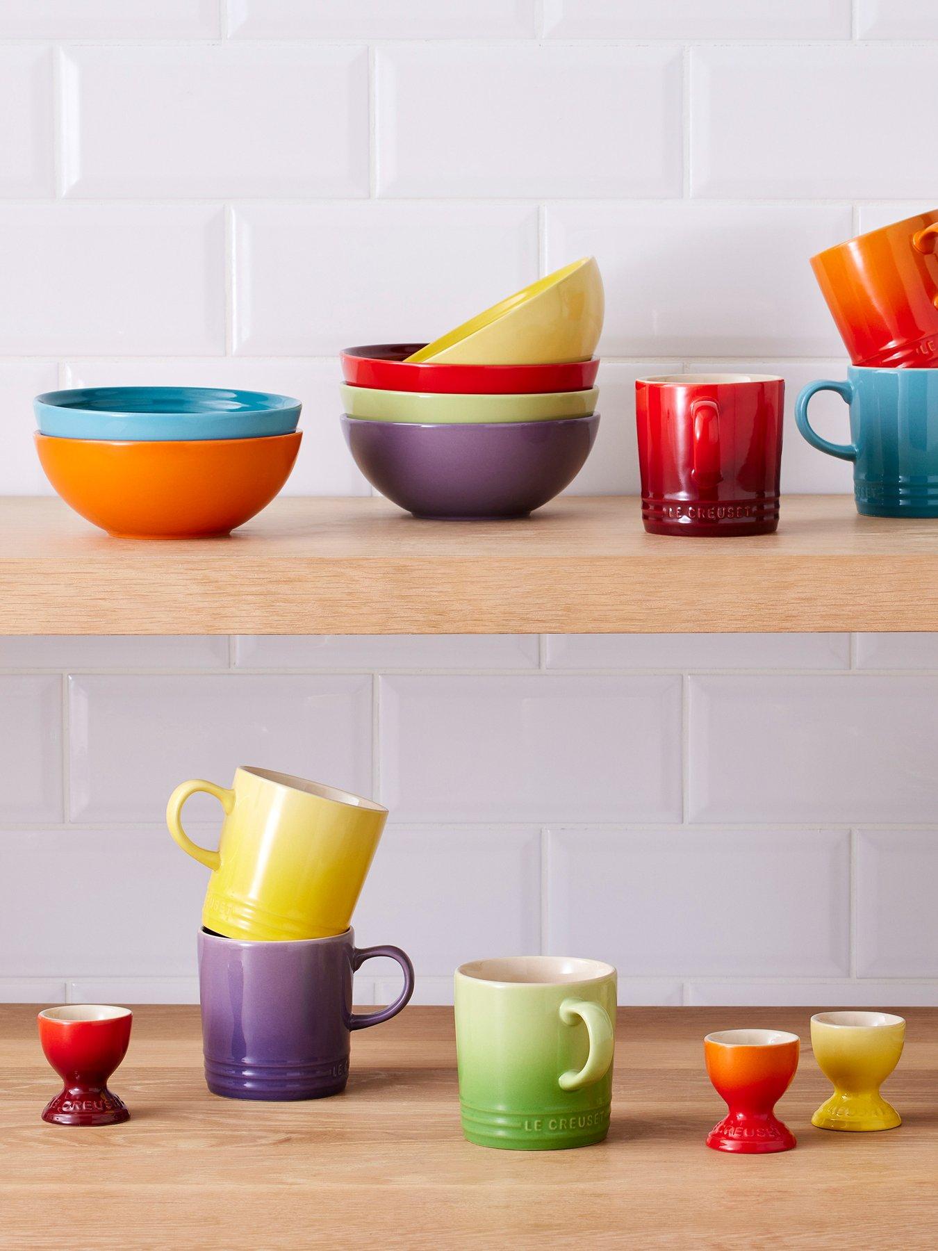 Product photograph of Le Creuset Set Of 6 Stoneware Rainbow Cappuccino Mugs from very.co.uk