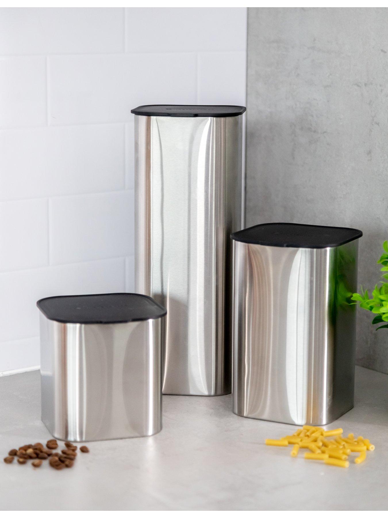 Product photograph of Masterclass Set Of 3 Stainless Steel Antimicrobial Storage Container from very.co.uk