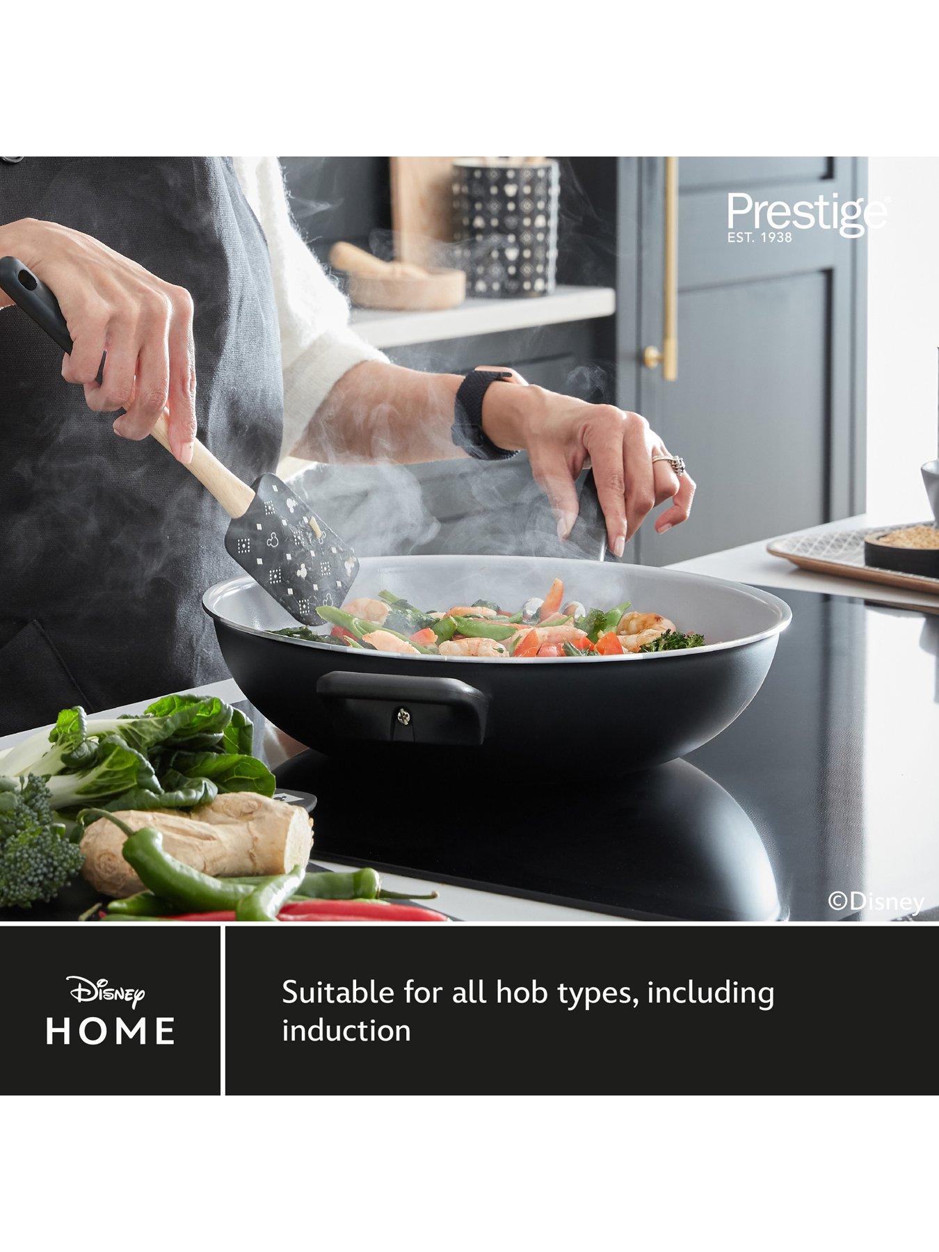 Product photograph of Disney Prestige X Disney Monochrome Ceramic Non Stick Toxin Free Stir Fry Wok Pan With Helper Handle 30cm from very.co.uk