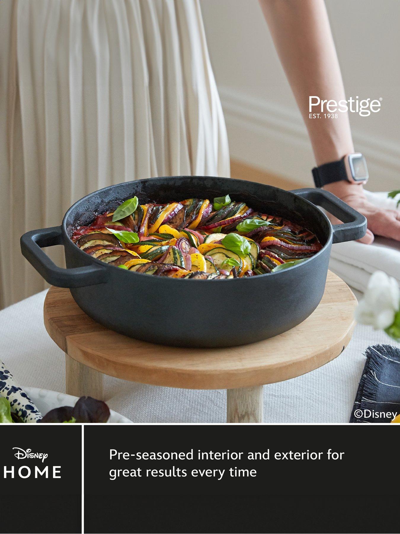 Product photograph of Disney Prestige X Disney Monochrome Pre-seasoned Cast Iron Shallow Casserole Dish - 24cm from very.co.uk