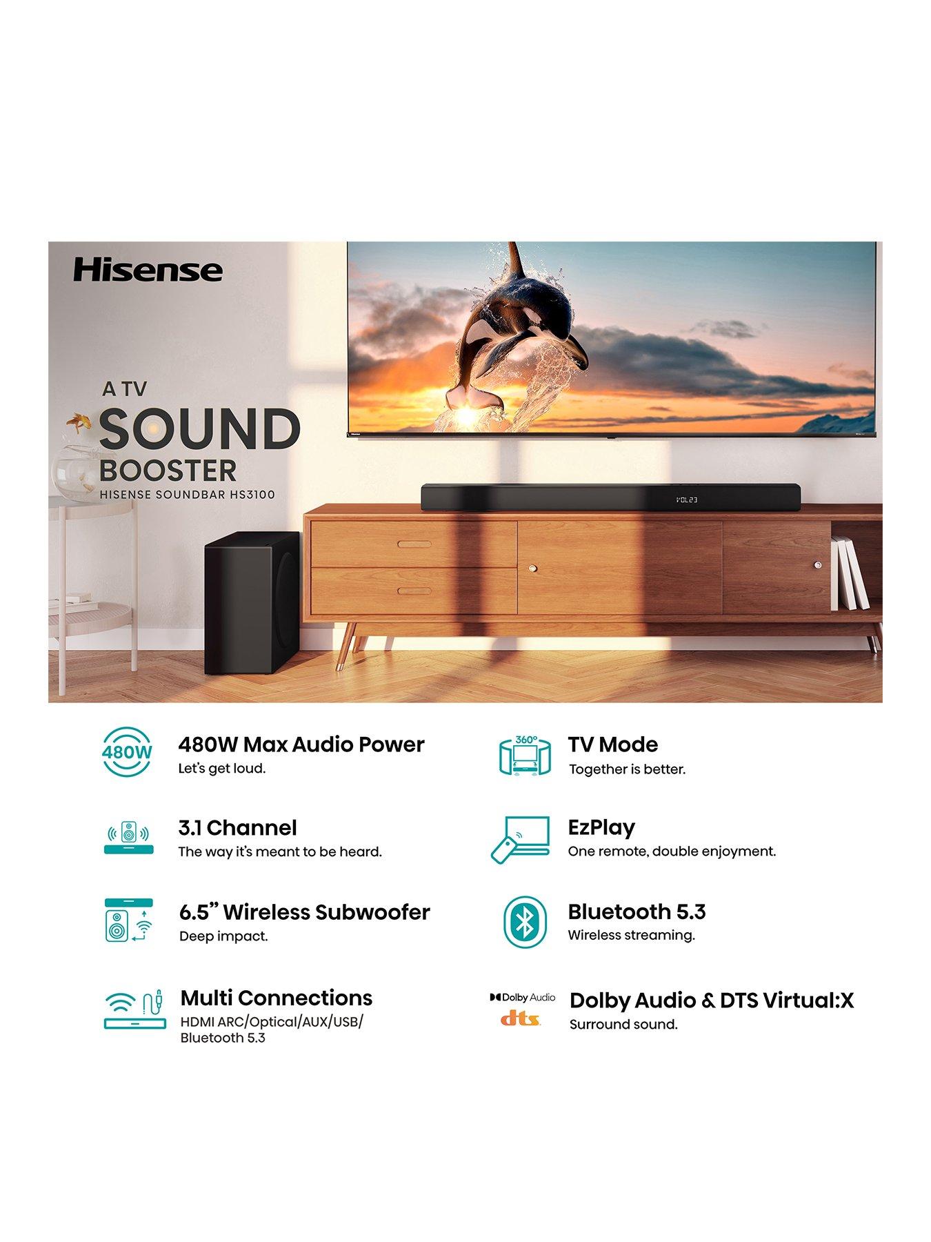 Image 3 of 6 of Hisense HS3100 480W 3.1Ch Bluetooth Soundbar with DTS Virtual X &amp; Dolby Digital