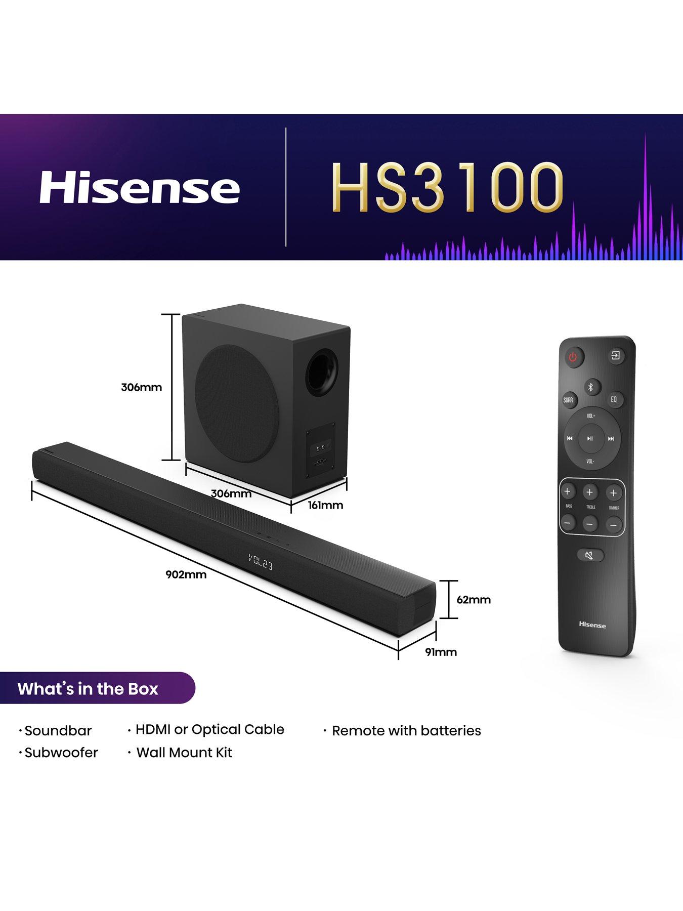 Image 6 of 6 of Hisense HS3100 480W 3.1Ch Bluetooth Soundbar with DTS Virtual X &amp; Dolby Digital