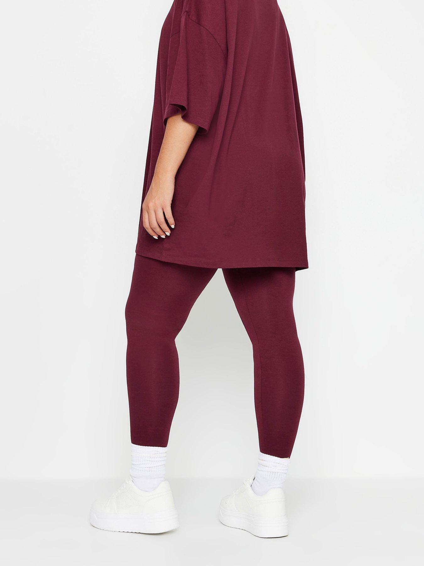 Image 2 of 3 of Yours Curve&nbsp;Leggings - Burgundy&rsquo;