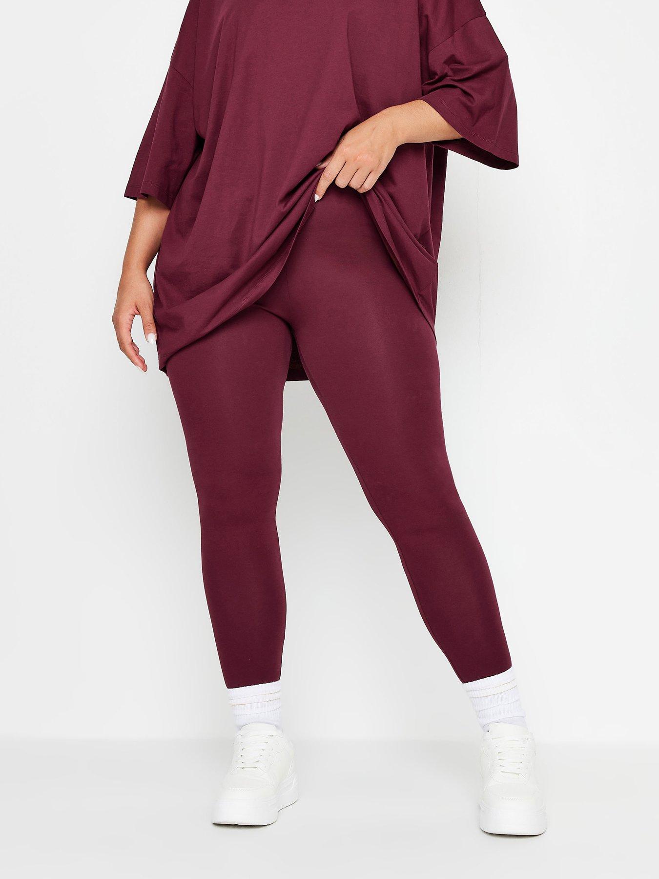 Image 3 of 3 of Yours Curve&nbsp;Leggings - Burgundy&rsquo;