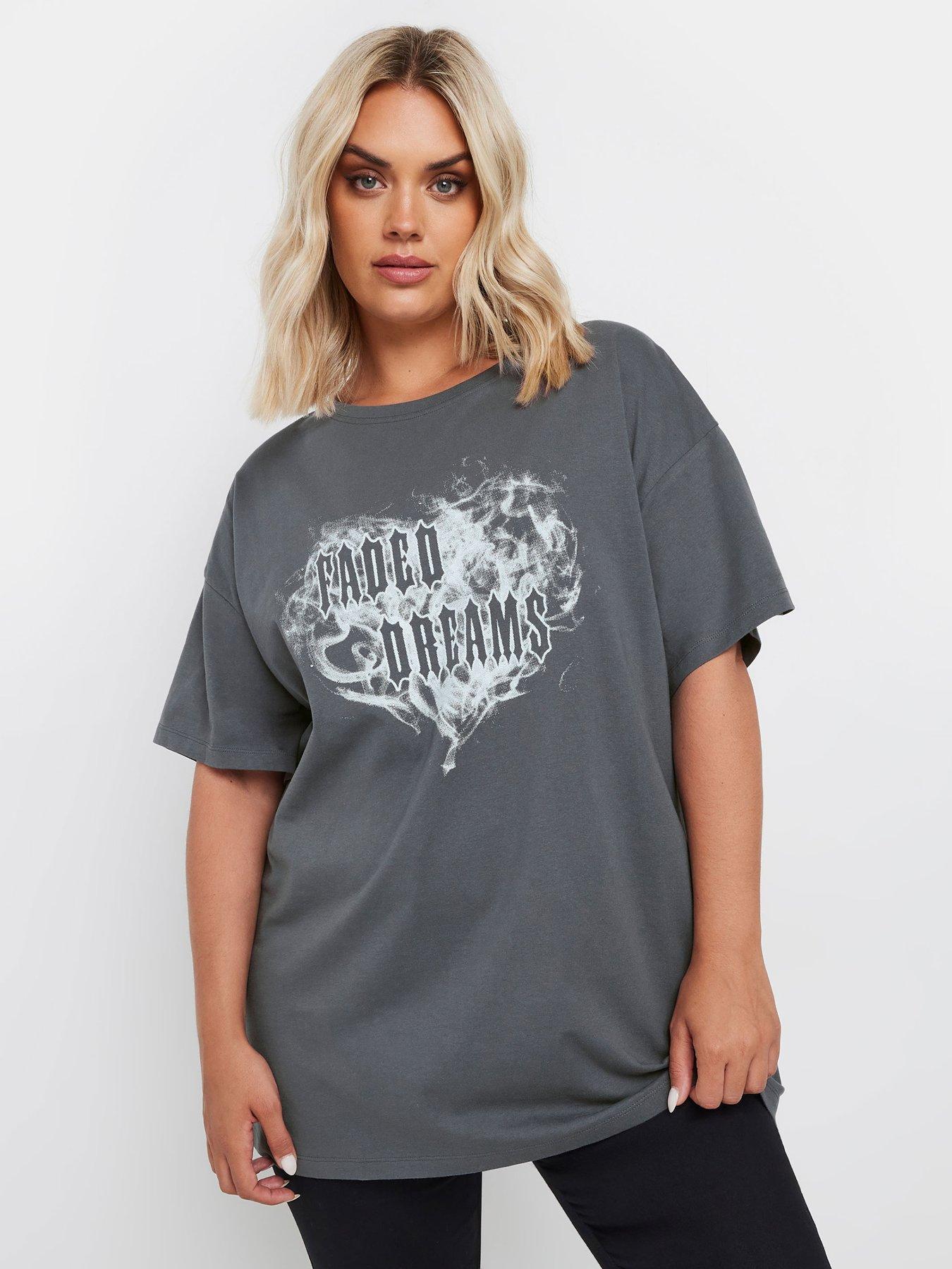 Yours Curve Placement Print Drop Shoulder T shirt Very