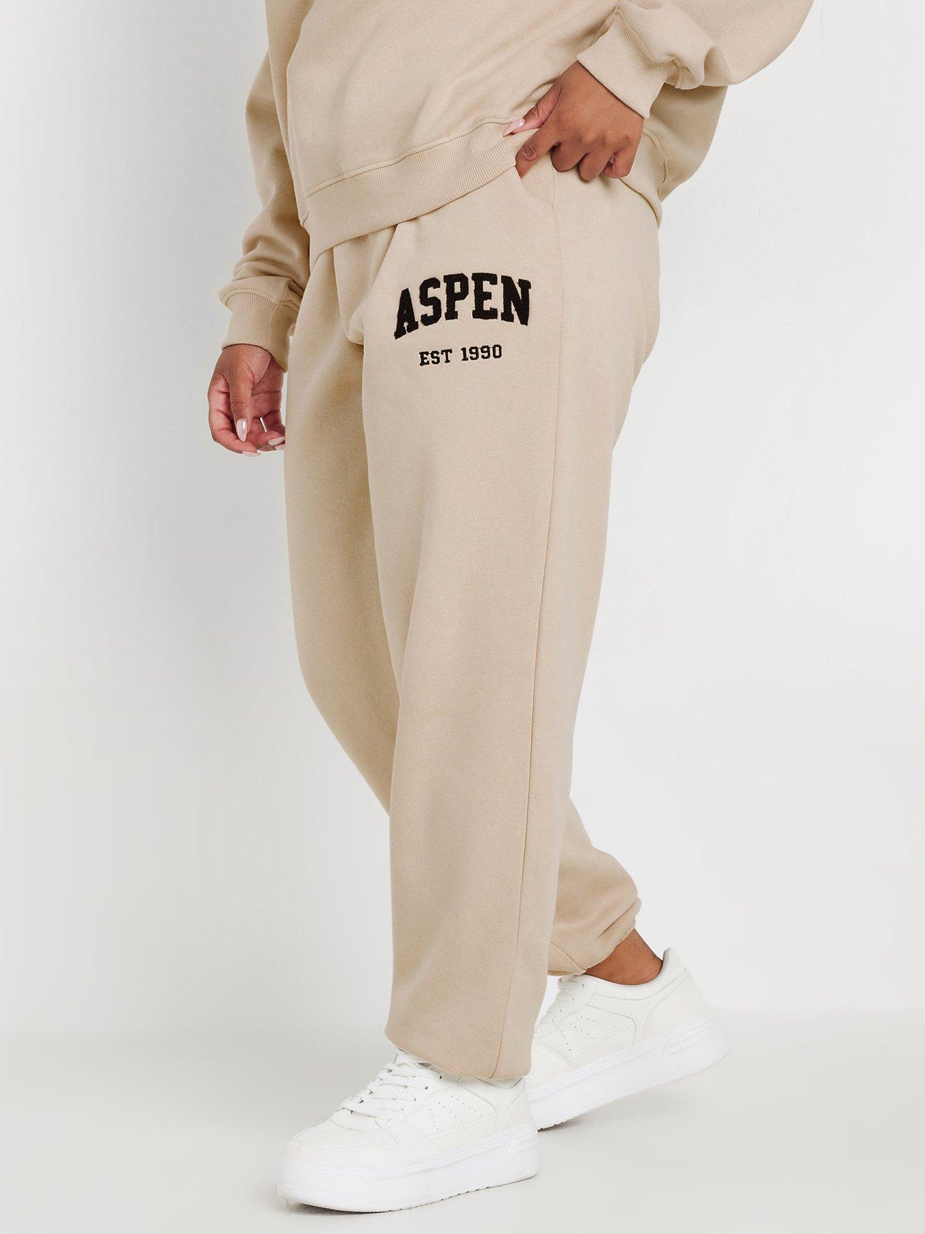 Image 1 of 4 of Yours Curve Applique Aspen Cuffed Jogger - Natural