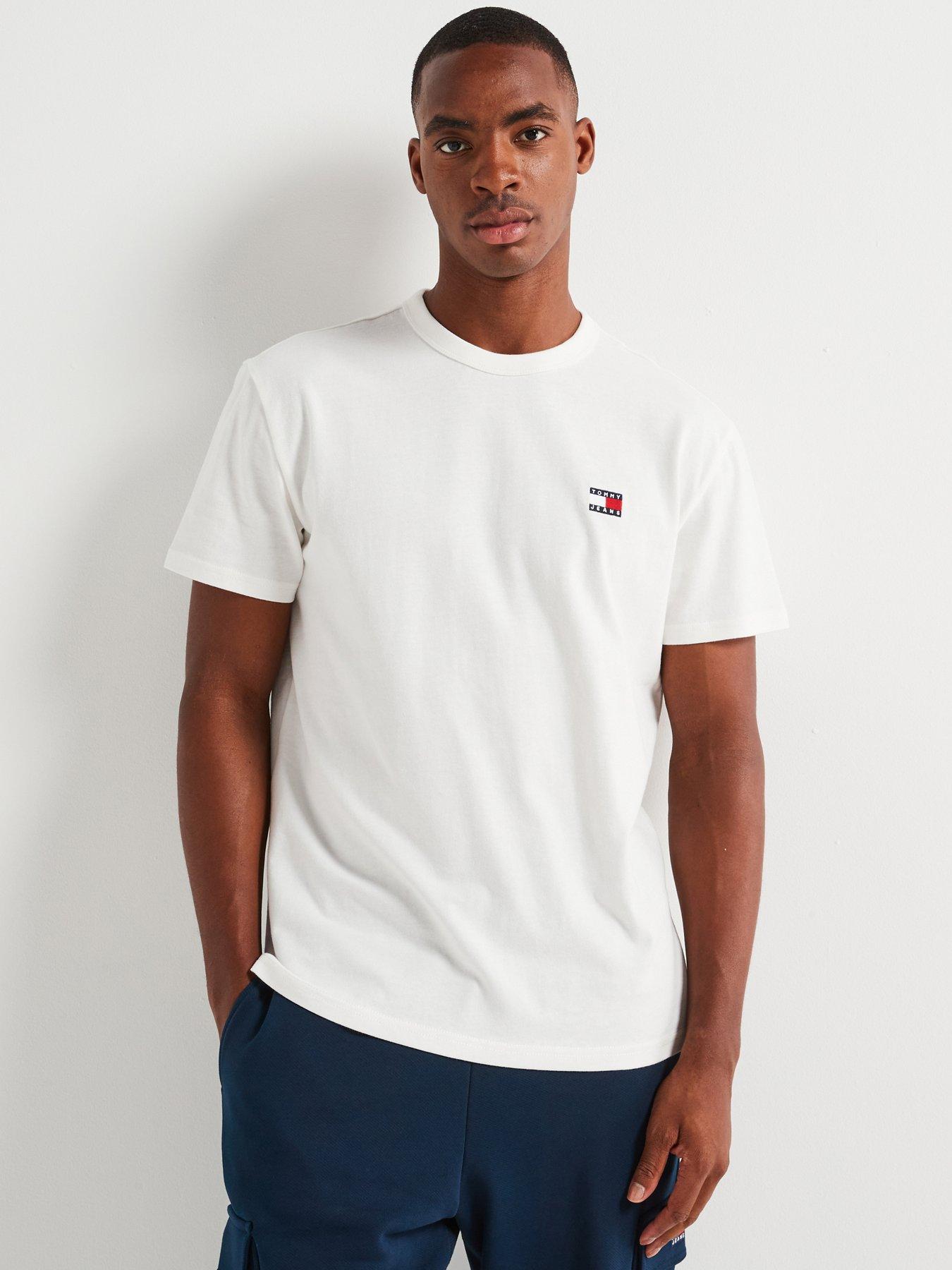 Image 1 of 4 of Tommy Jeans Regular Fit Left Chest Badge T-Shirt - Off White