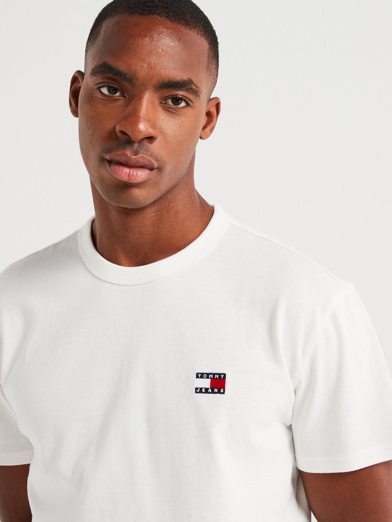 Image 4 of 4 of Tommy Jeans Regular Fit Left Chest Badge T-Shirt - Off White