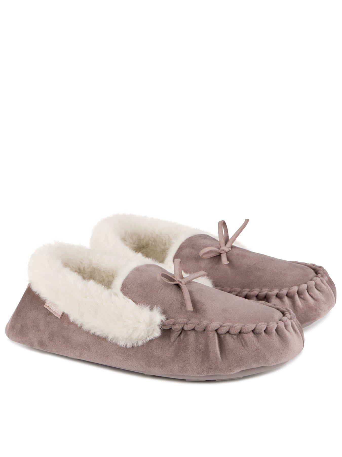 undefined Velour Moccasin Slippers - Mink