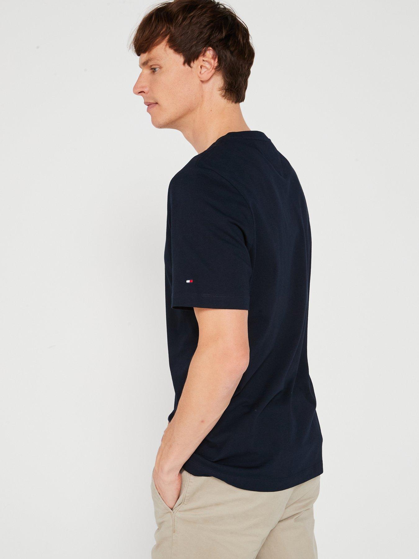 Image 2 of 6 of Tommy Hilfiger Regular Fit Embroided Script Logo T-Shirt - Navy