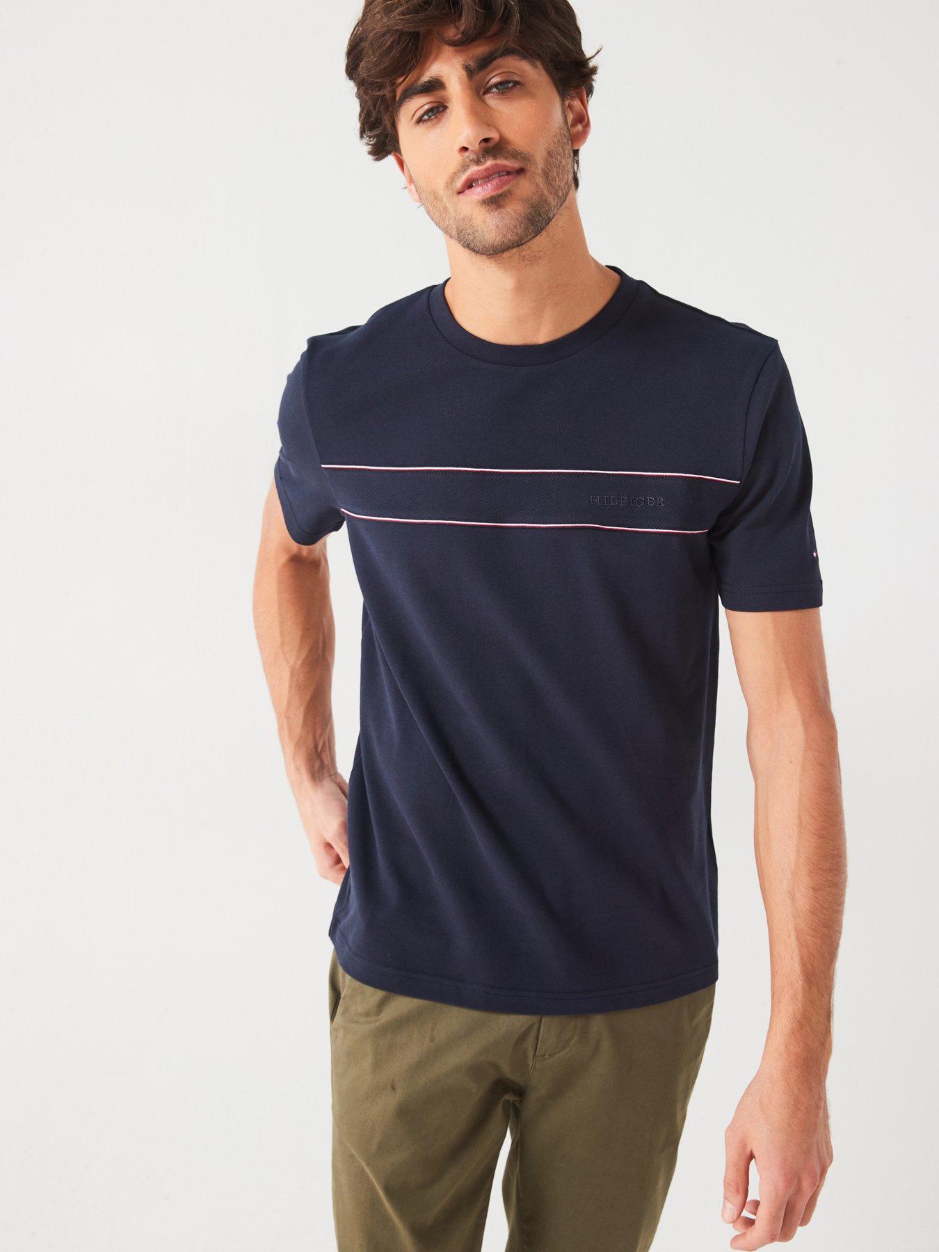 undefined Regular Fit Global Stripe Block Piping Trim T-Shirt - Navy