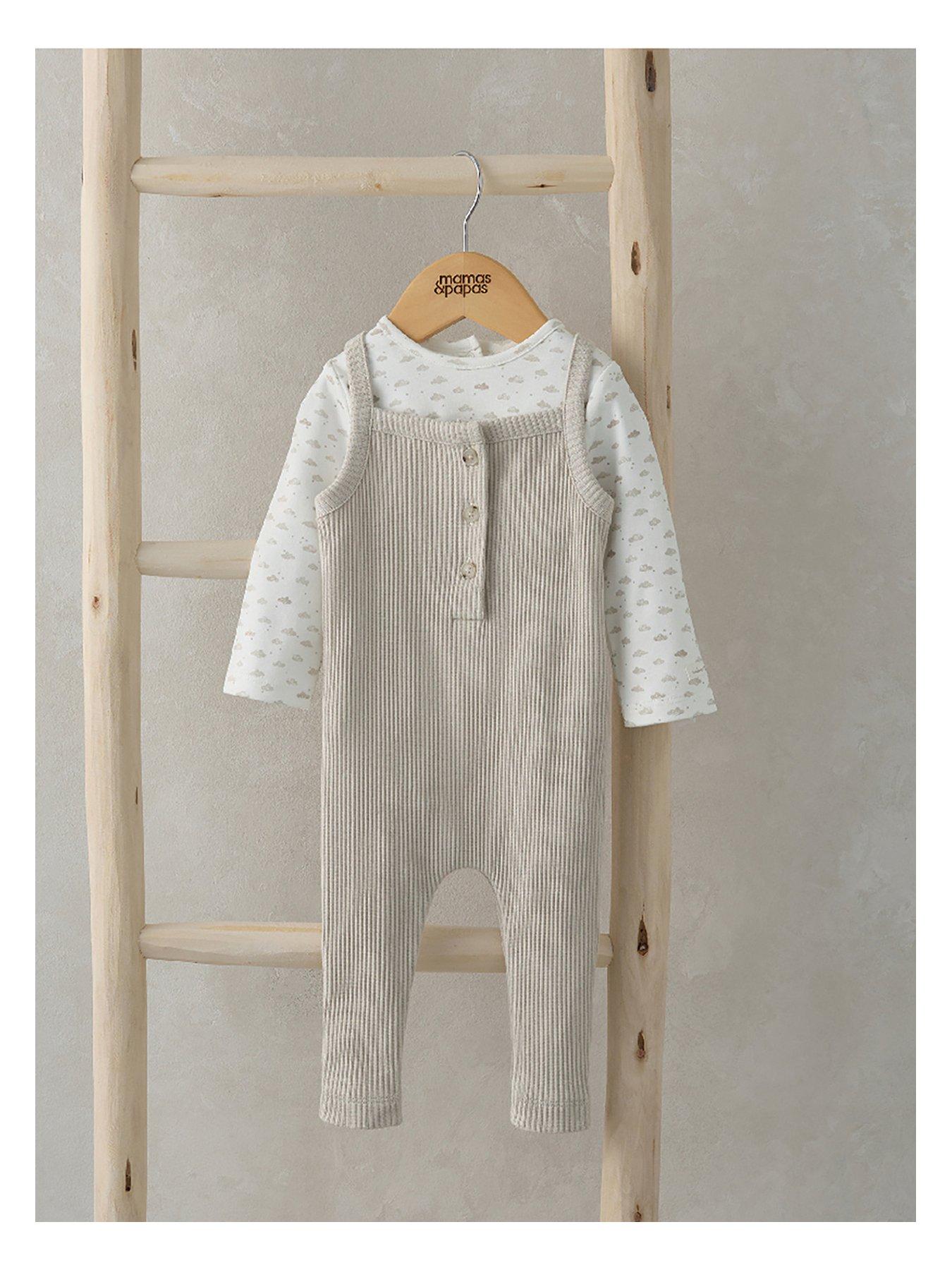 undefined Baby Unisex 2 Piece Ribbed Dungaree Set - Multi